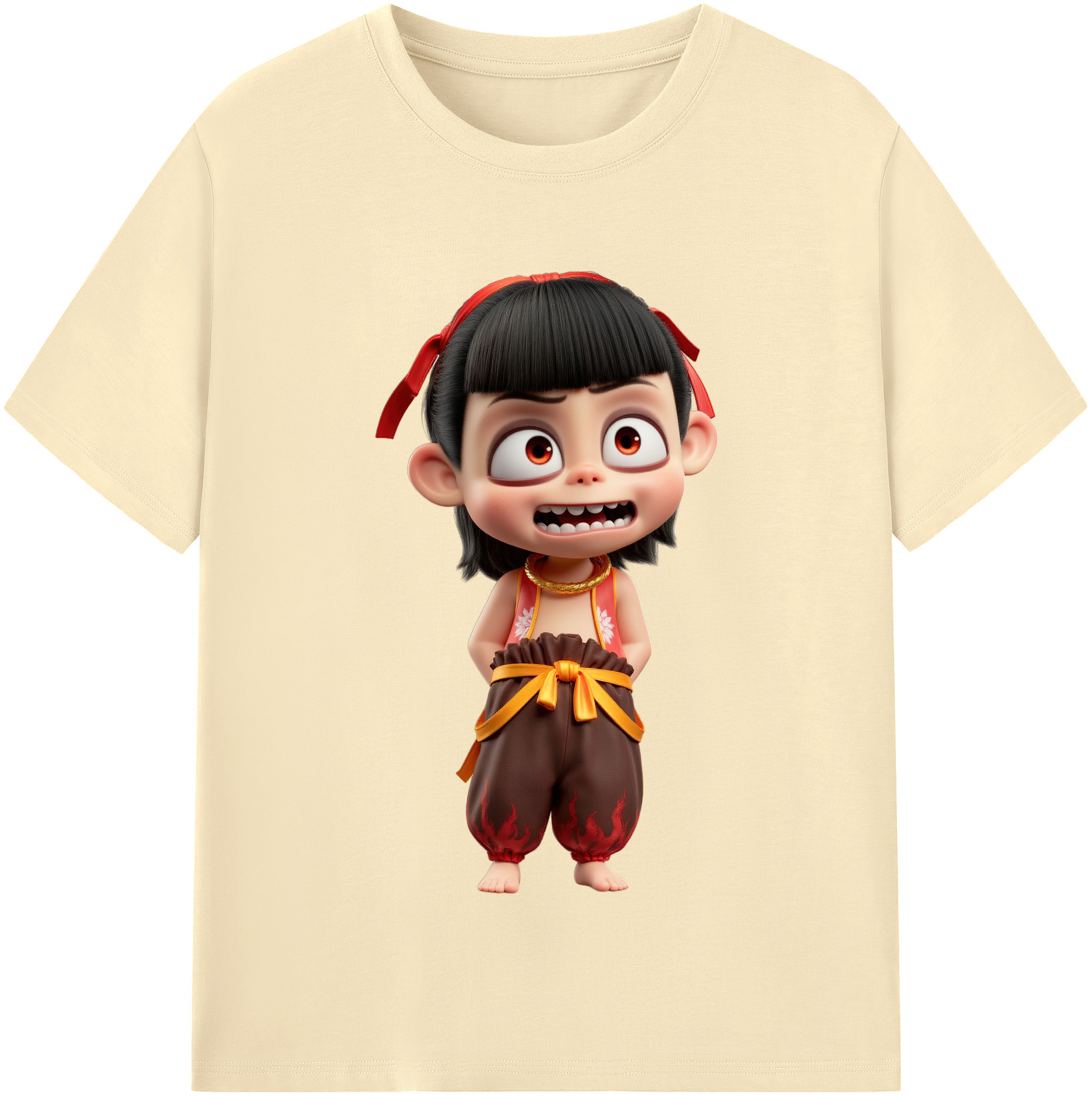 （画像用） Ne Zha 2 ナタ 魔童の大暴れ 綿100％半袖Tシャツ（フロントプリント）