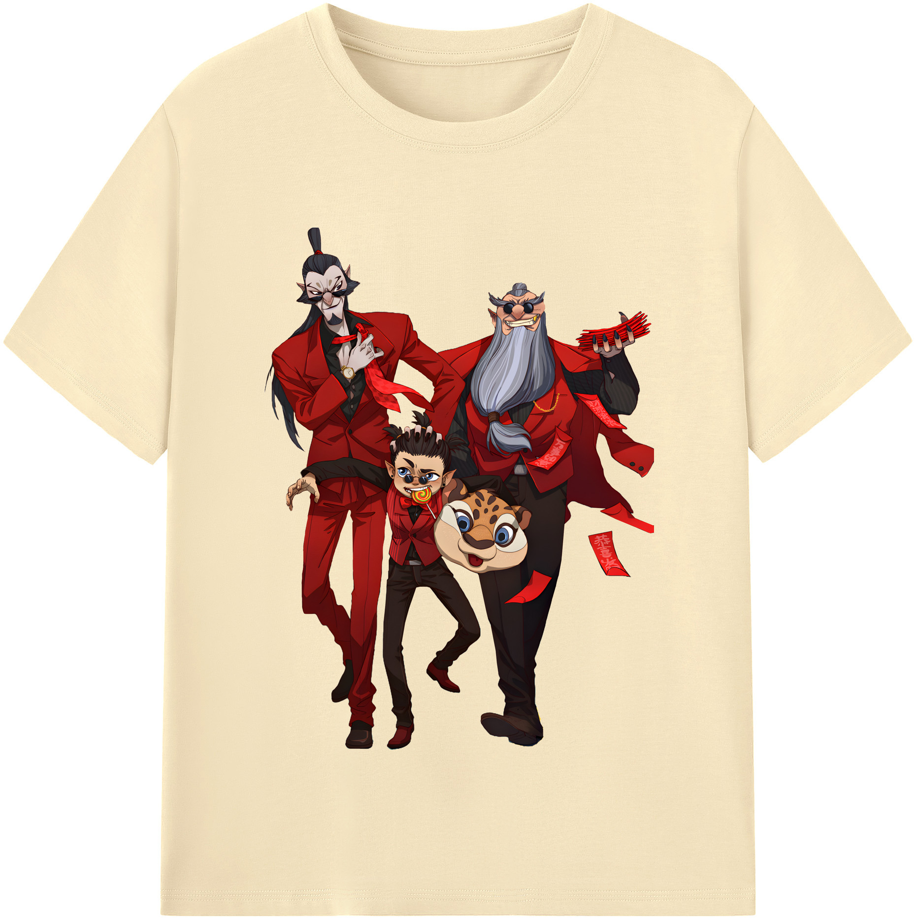 （画像用） Ne Zha 2 ナタ 魔童の大暴れ 綿100％半袖Tシャツ（フロントプリント）