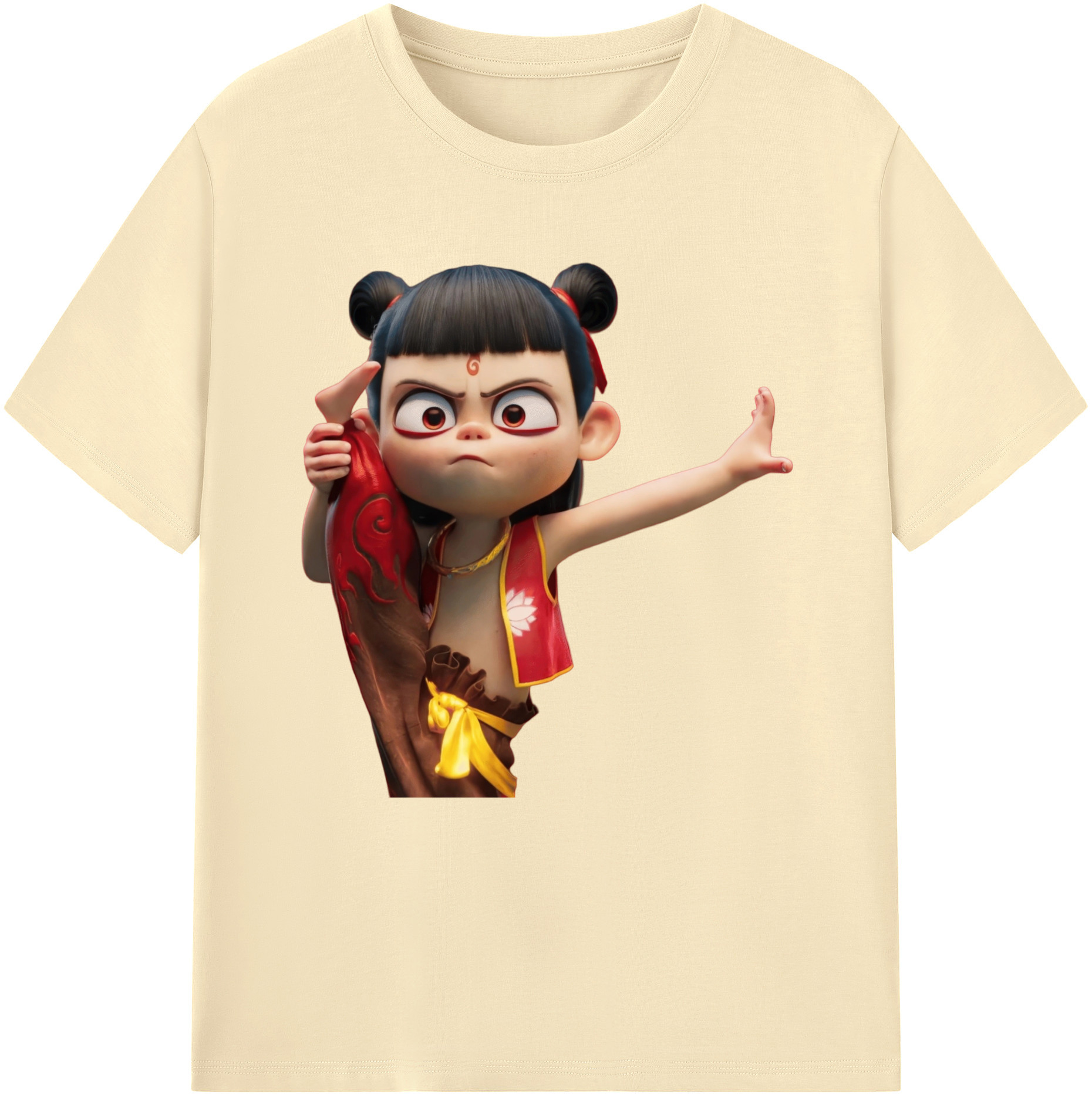 （画像用） Ne Zha 2 ナタ 魔童の大暴れ 綿100％半袖Tシャツ（フロントプリント）
