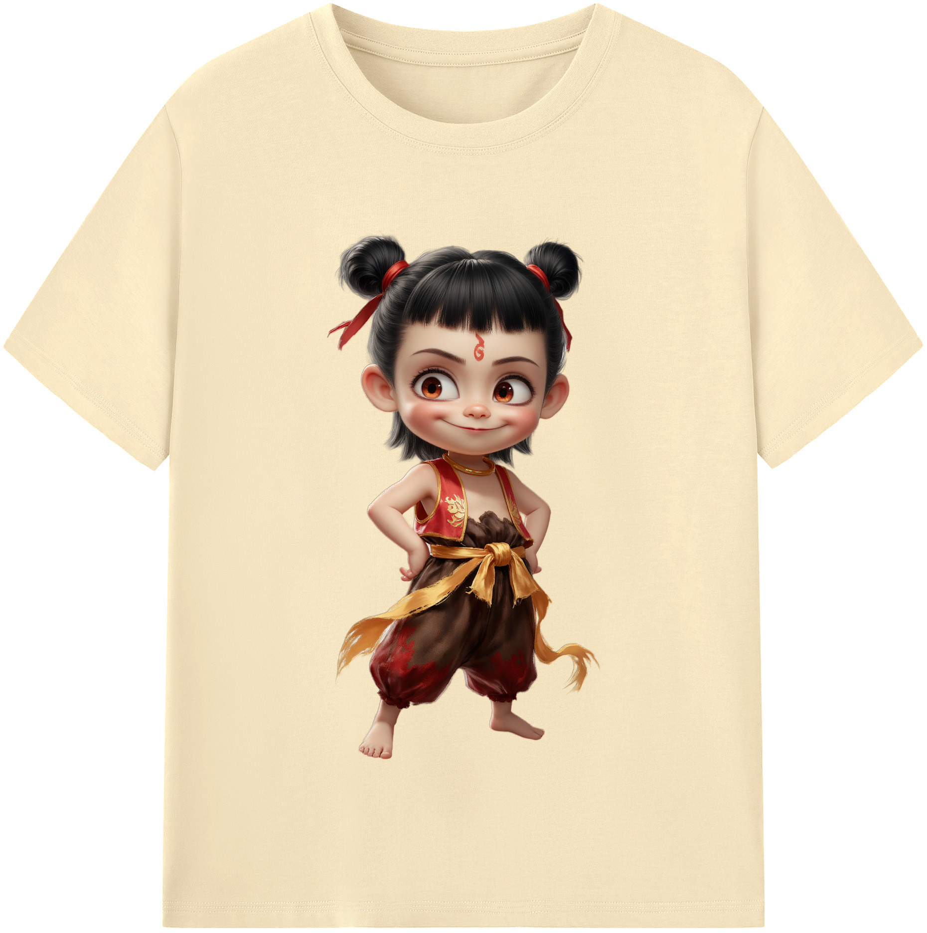 （画像用） Ne Zha 2 ナタ 魔童の大暴れ 綿100％半袖Tシャツ（フロントプリント）