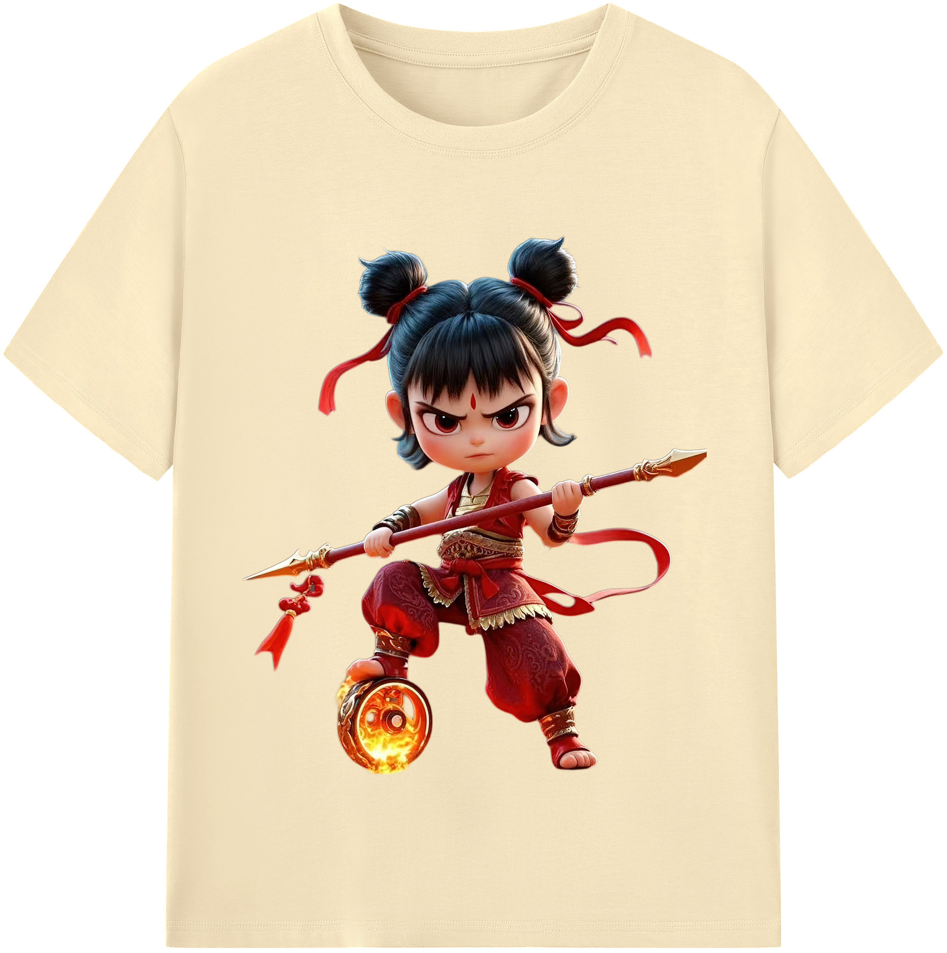 （画像用） Ne Zha 2 ナタ 魔童の大暴れ 綿100％半袖Tシャツ（フロントプリント）