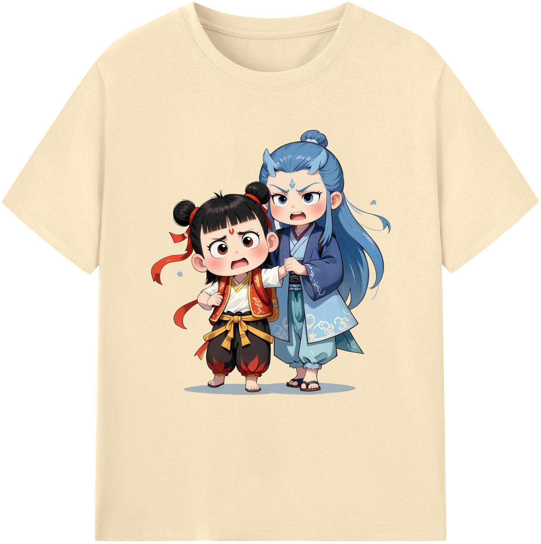（画像用） Ne Zha 2 ナタ 魔童の大暴れ 綿100％半袖Tシャツ（フロントプリント）
