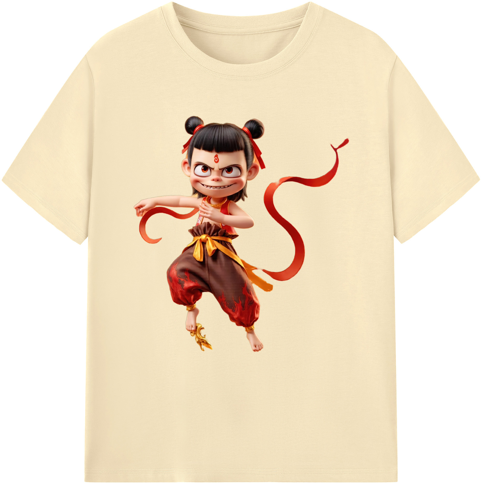（画像用） Ne Zha 2 ナタ 魔童の大暴れ 綿100％半袖Tシャツ（フロントプリント）