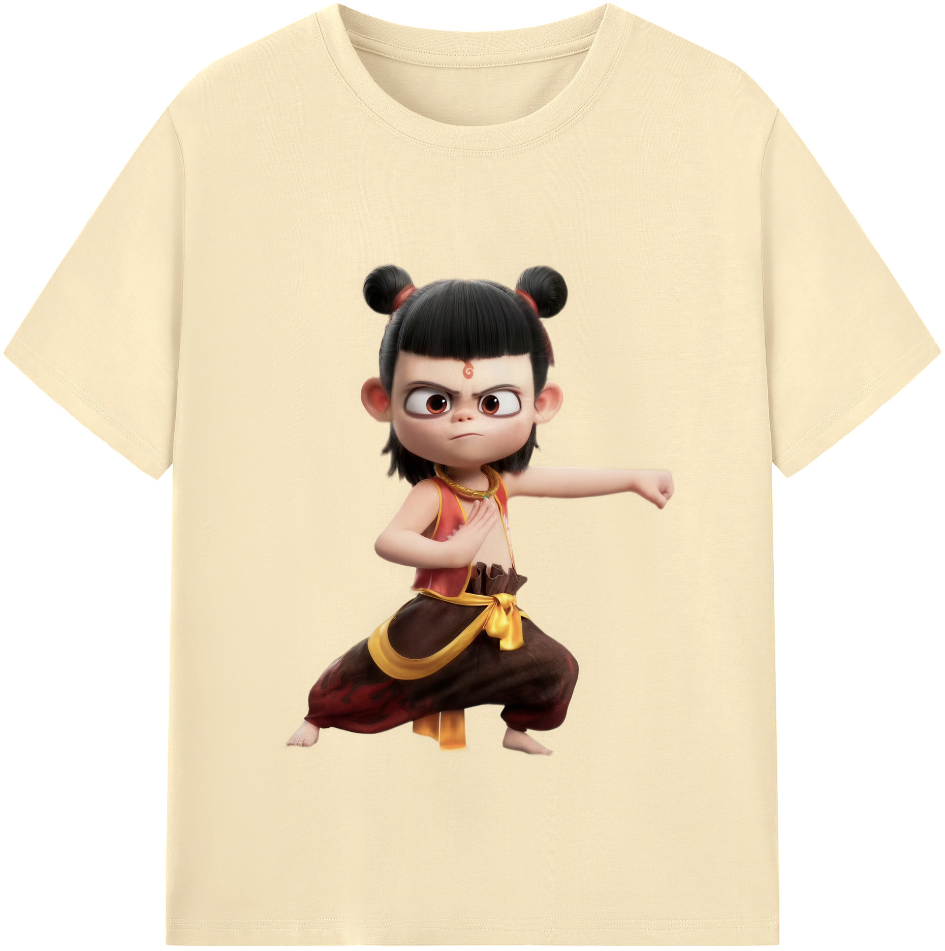 （画像用） Ne Zha 2 ナタ 魔童の大暴れ 綿100％半袖Tシャツ（フロントプリント）