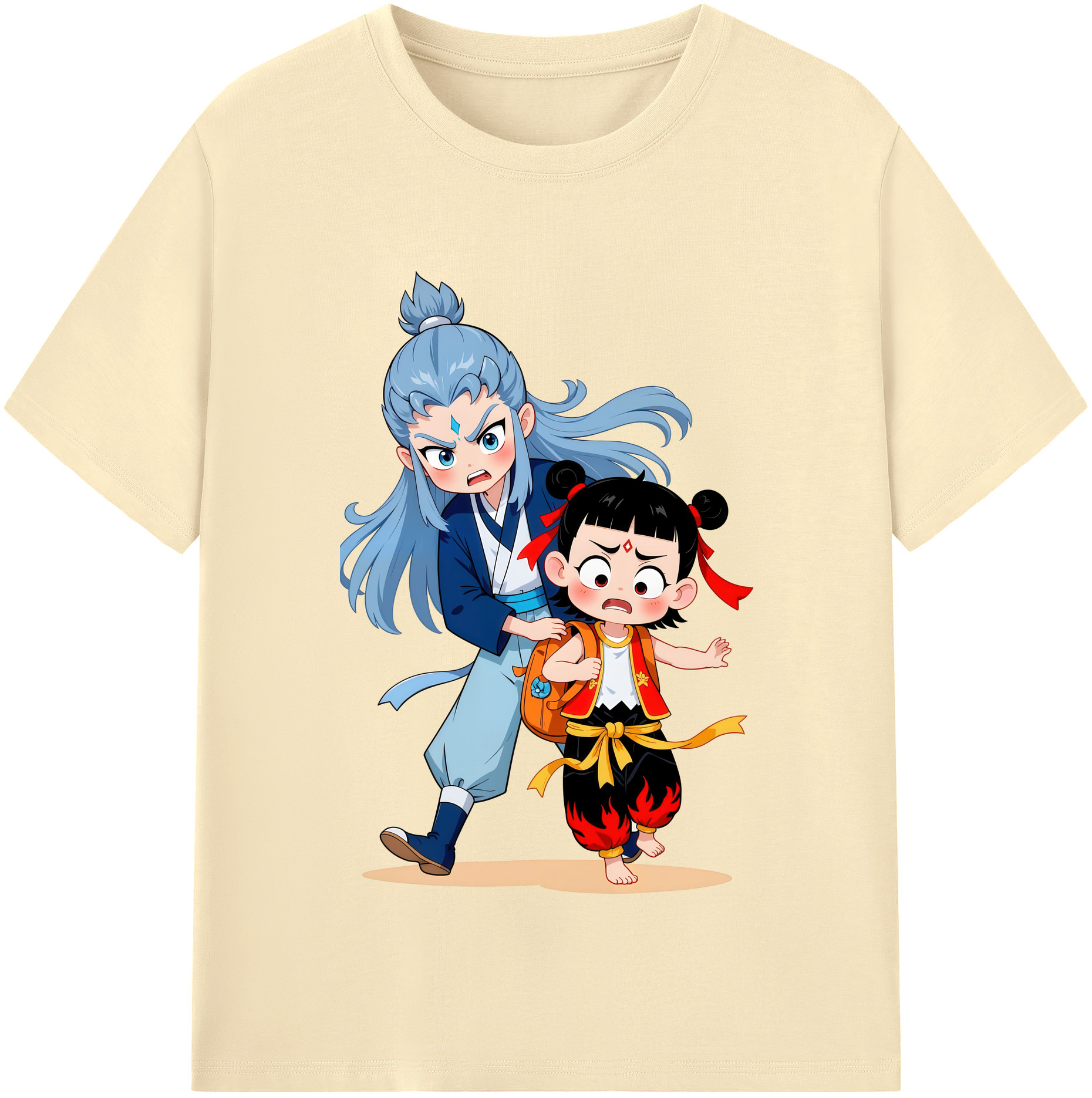 （画像用） Ne Zha 2 ナタ 魔童の大暴れ 綿100％半袖Tシャツ（フロントプリント）