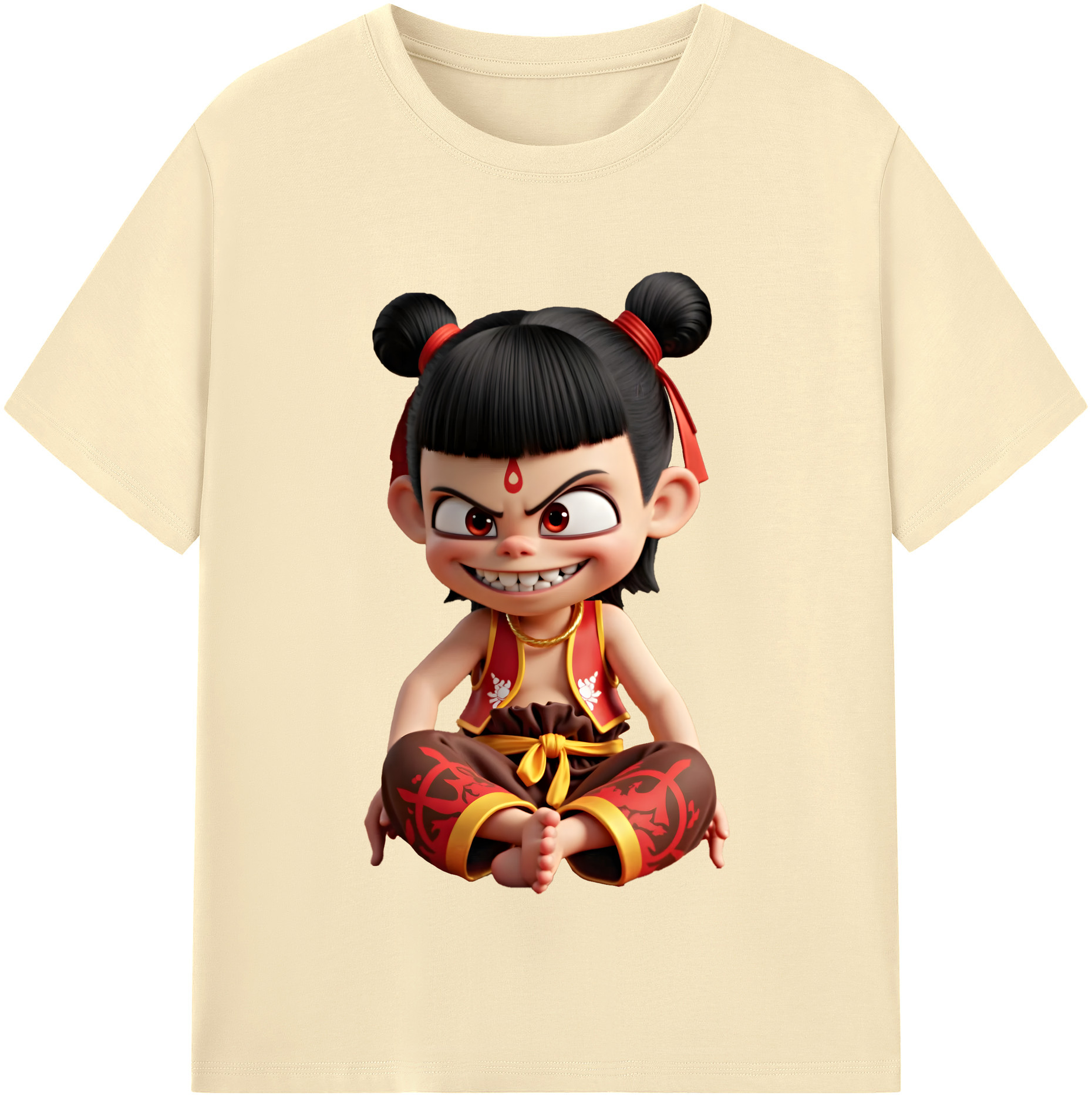 （画像用） Ne Zha 2 ナタ 魔童の大暴れ 綿100％半袖Tシャツ（フロントプリント）