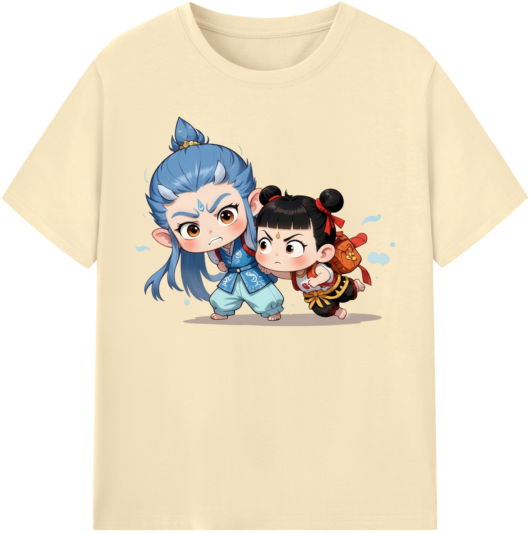 （画像用） Ne Zha 2 ナタ 魔童の大暴れ 綿100％半袖Tシャツ（フロントプリント）