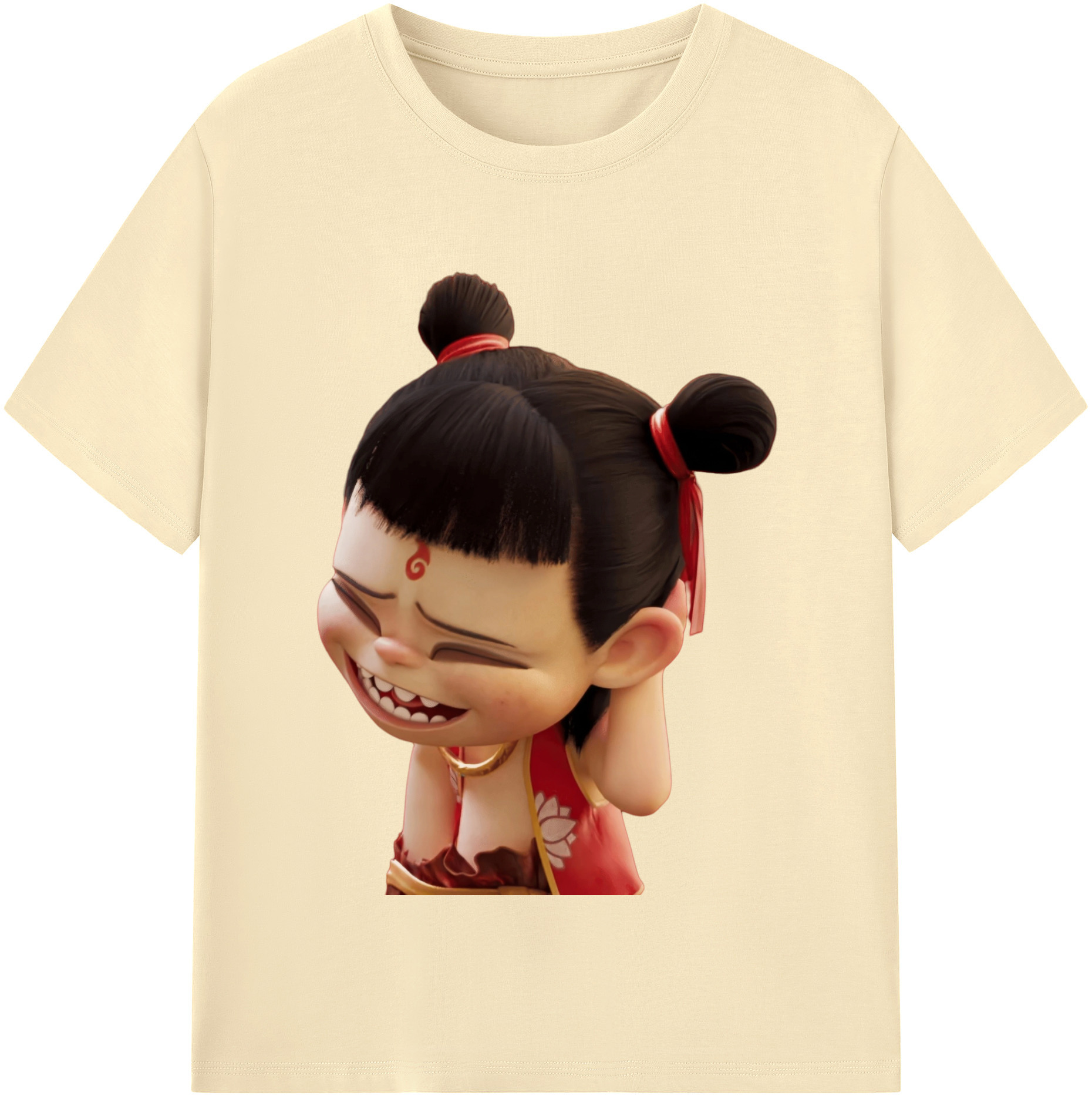（画像用） Ne Zha 2 ナタ 魔童の大暴れ 綿100％半袖Tシャツ（フロントプリント）