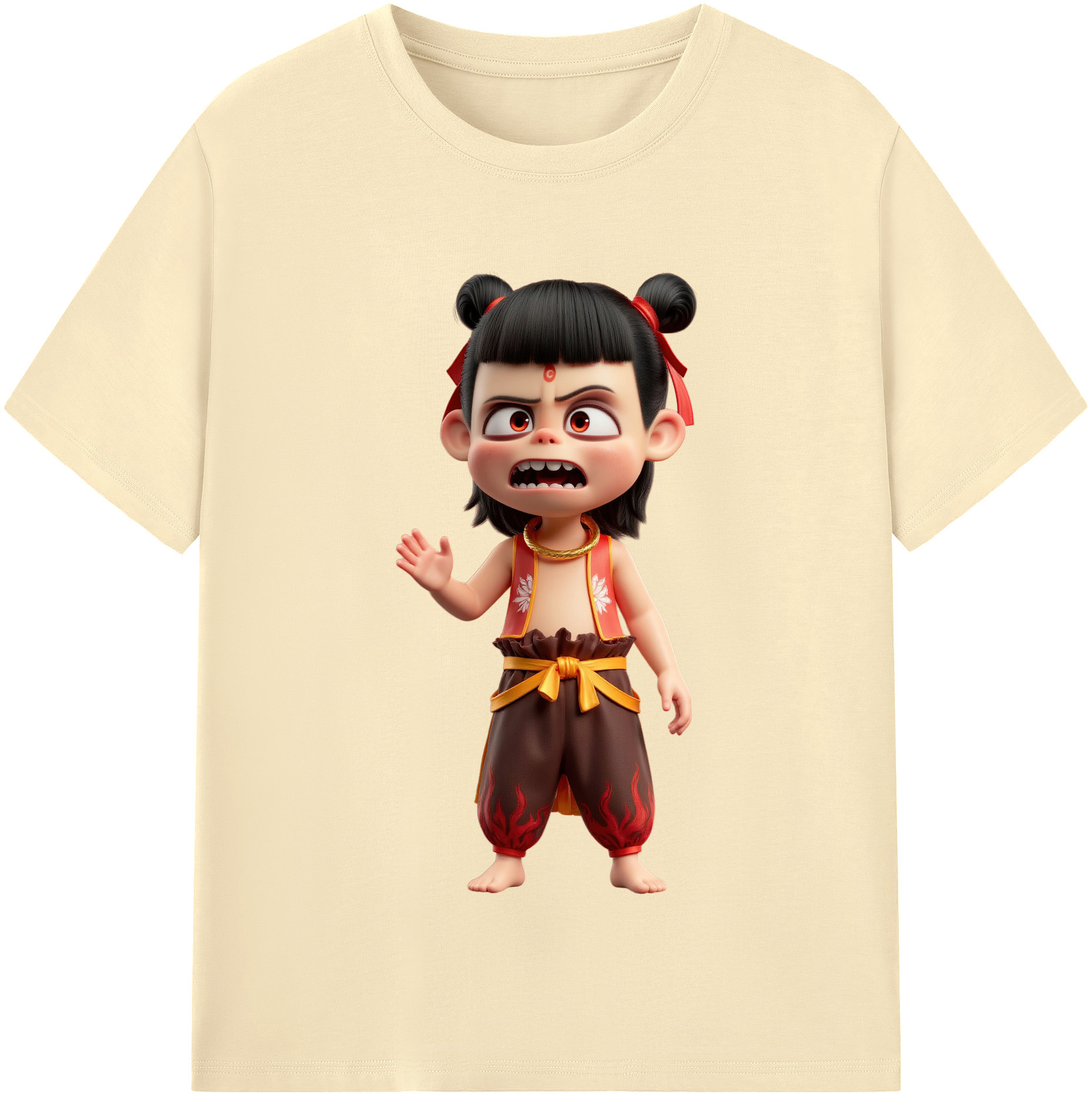 （画像用） Ne Zha 2 ナタ 魔童の大暴れ 綿100％半袖Tシャツ（フロントプリント）