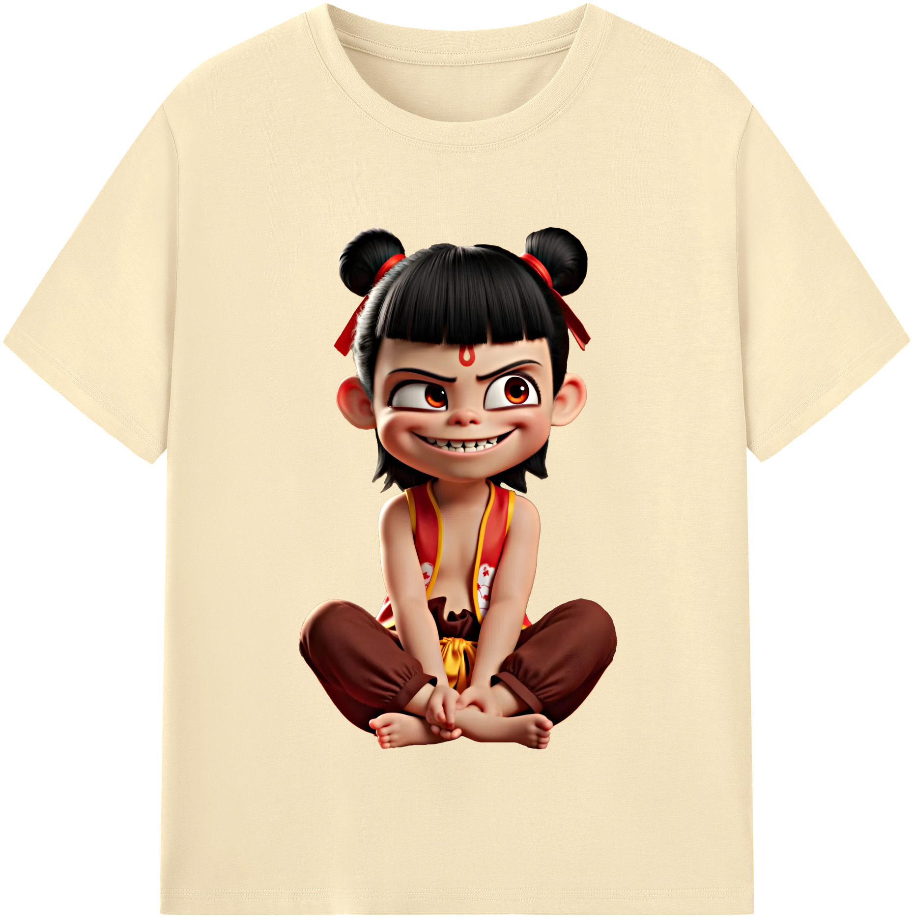 （画像用） Ne Zha 2 ナタ 魔童の大暴れ 綿100％半袖Tシャツ（フロントプリント）