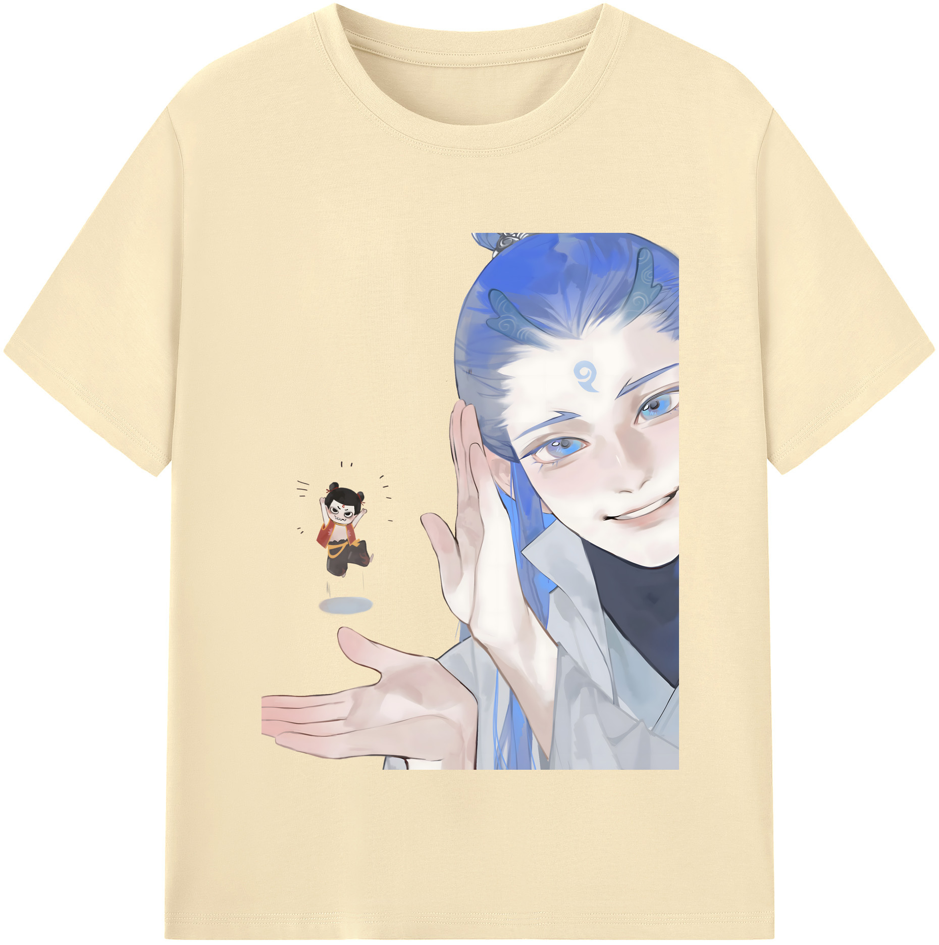（画像用） Ne Zha 2 ナタ 魔童の大暴れ 綿100％半袖Tシャツ（フロントプリント）