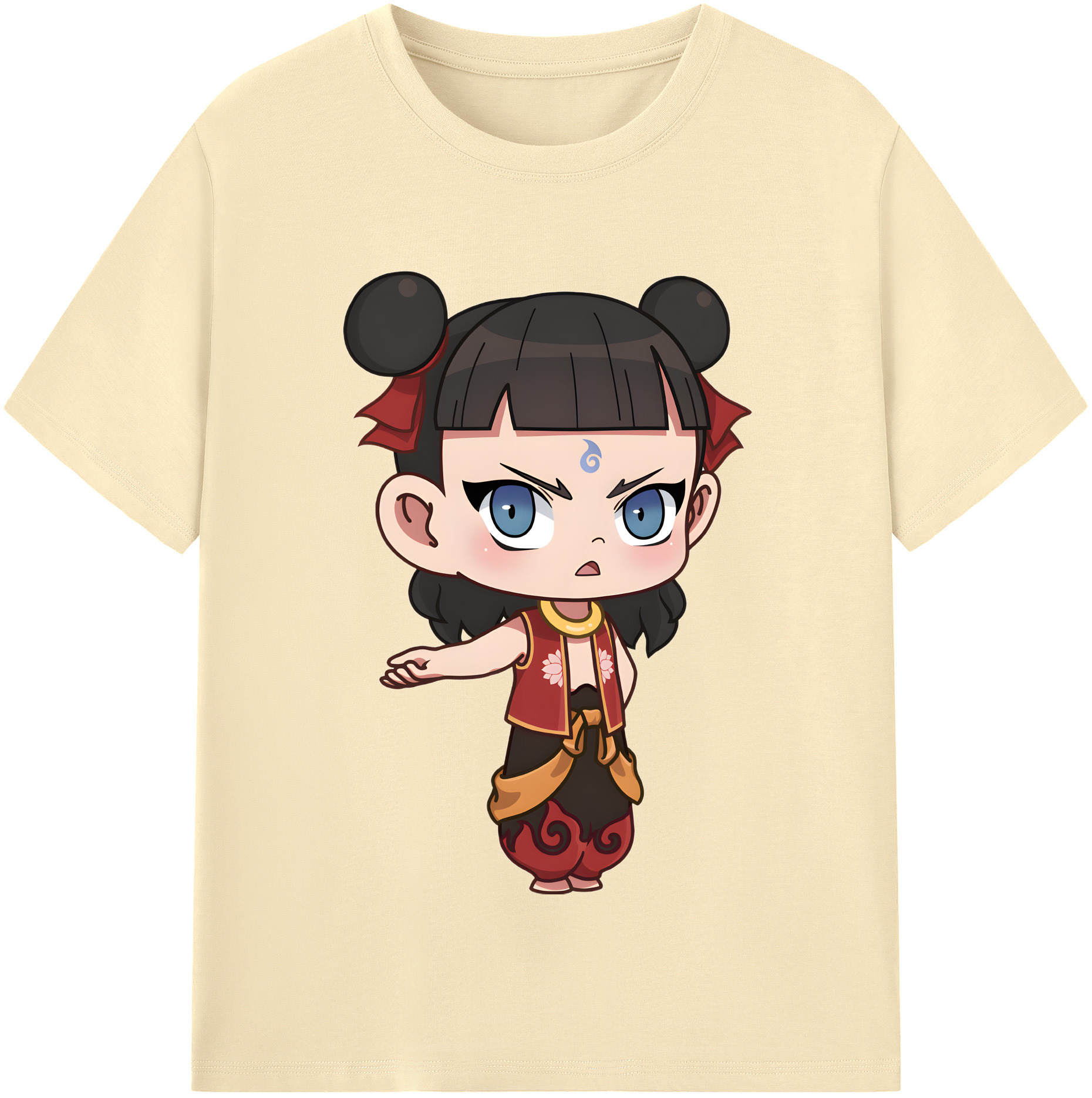 （画像用） Ne Zha 2 ナタ 魔童の大暴れ 綿100％半袖Tシャツ（フロントプリント）