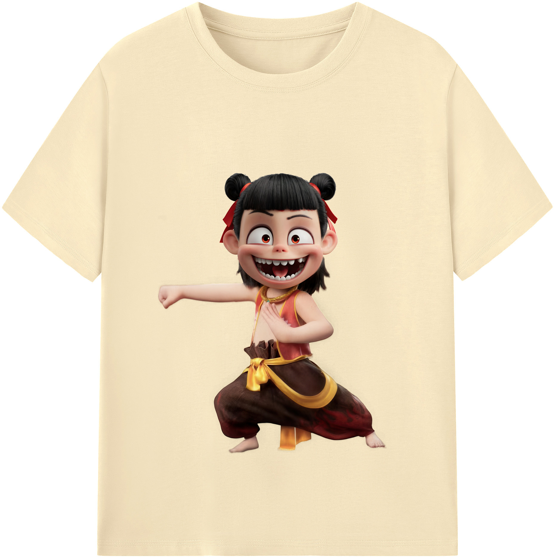 （画像用） Ne Zha 2 ナタ 魔童の大暴れ 綿100％半袖Tシャツ（フロントプリント）