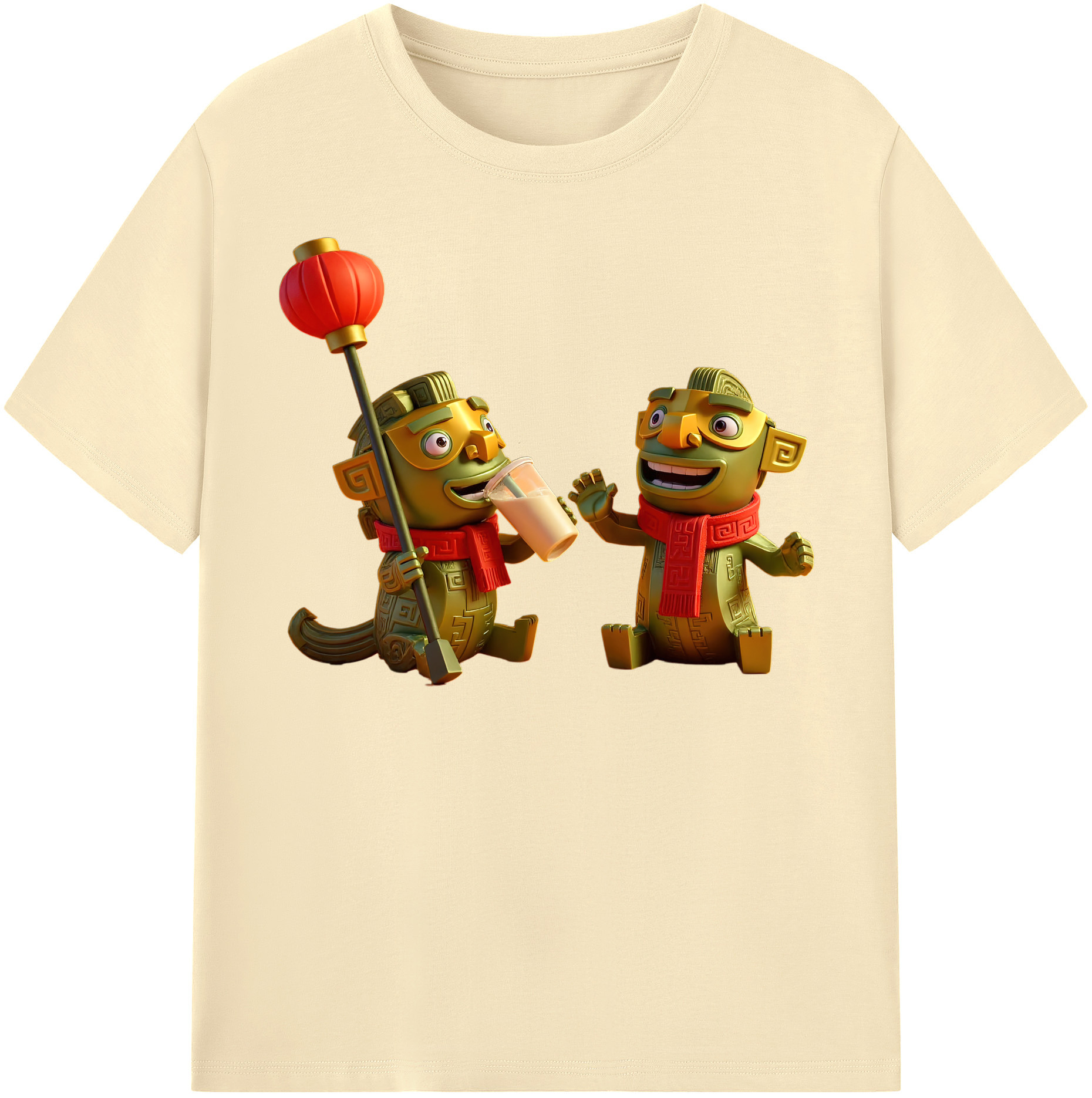 （画像用） Ne Zha 2 ナタ 魔童の大暴れ 綿100％半袖Tシャツ（フロントプリント）