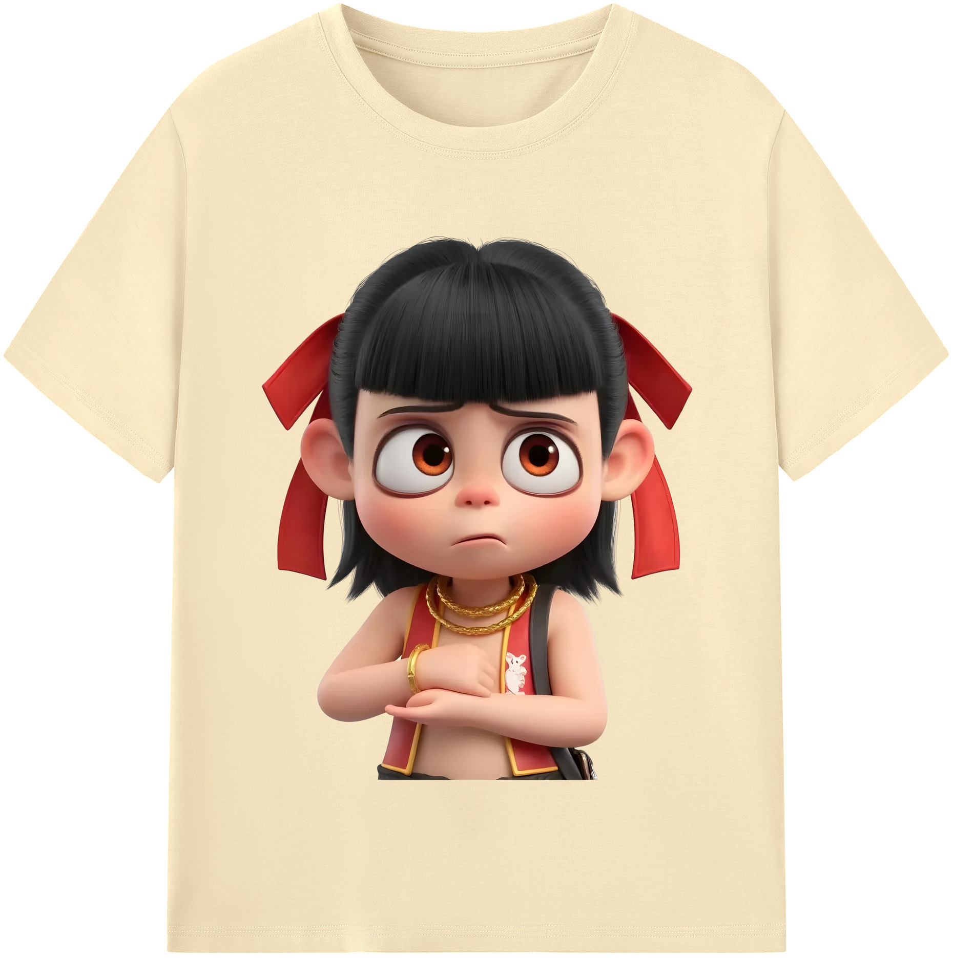 （画像用） Ne Zha 2 ナタ 魔童の大暴れ 綿100％半袖Tシャツ（フロントプリント）