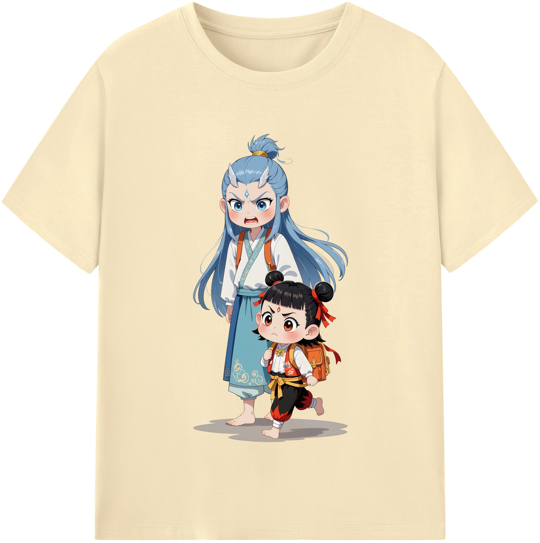 （画像用） Ne Zha 2 ナタ 魔童の大暴れ 綿100％半袖Tシャツ（フロントプリント）