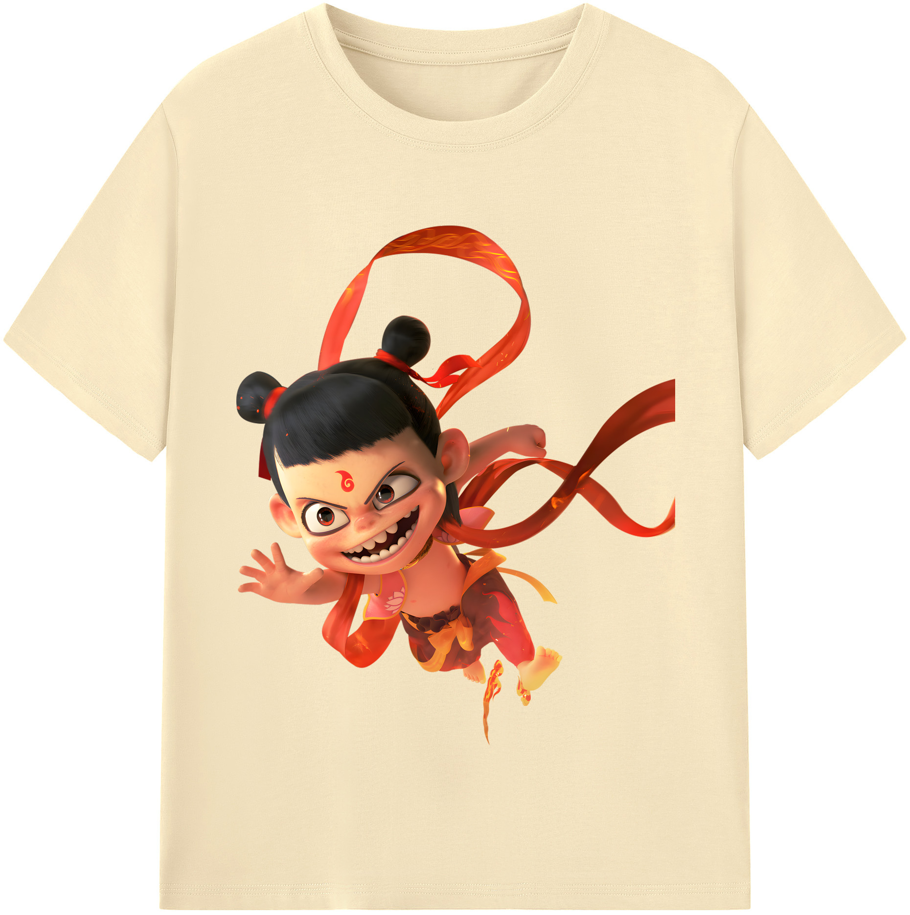 （画像用） Ne Zha 2 ナタ 魔童の大暴れ 綿100％半袖Tシャツ（フロントプリント）