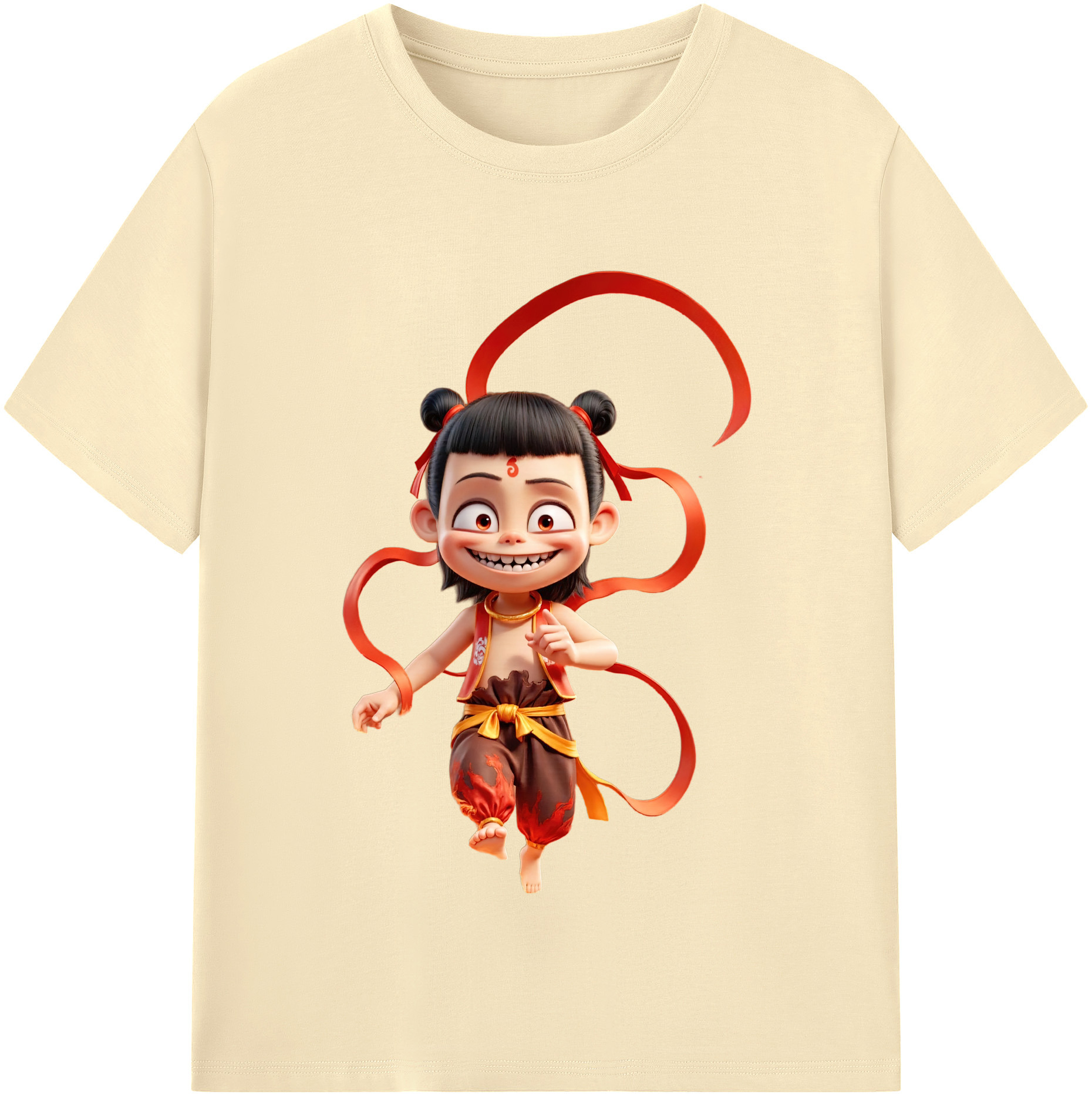 （画像用） Ne Zha 2 ナタ 魔童の大暴れ 綿100％半袖Tシャツ（フロントプリント）