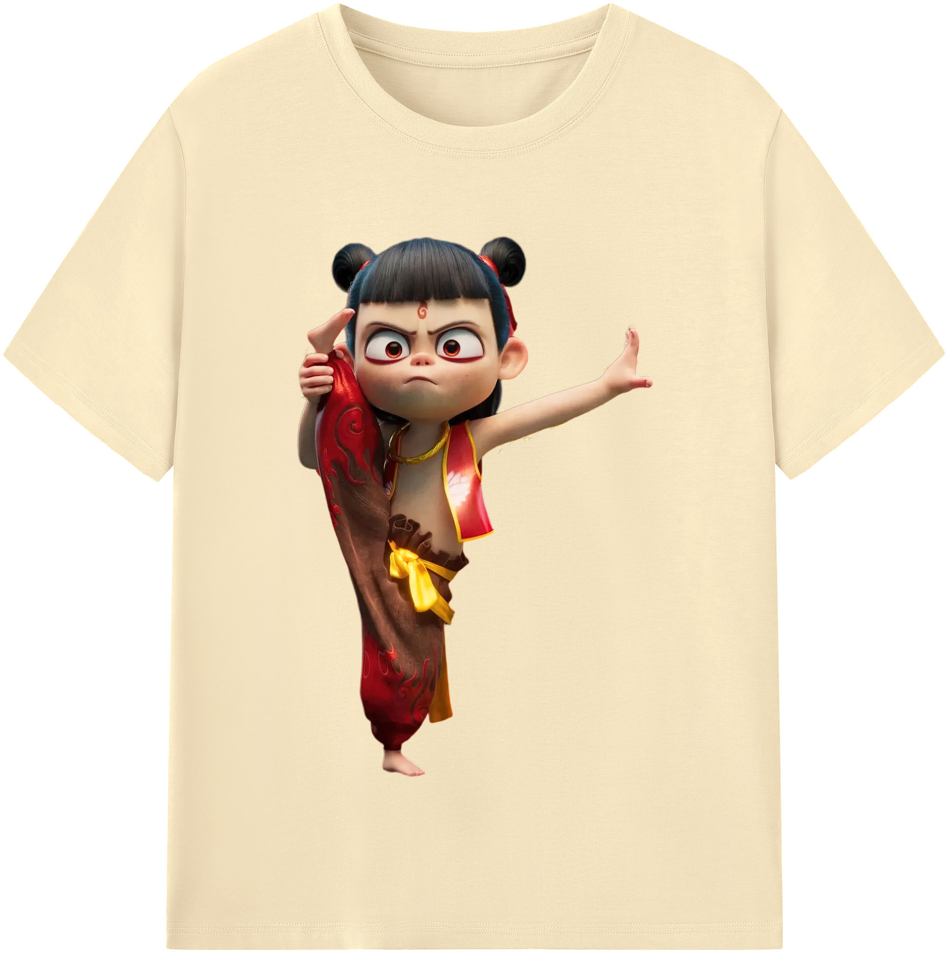 （画像用） Ne Zha 2 ナタ 魔童の大暴れ 綿100％半袖Tシャツ（フロントプリント）