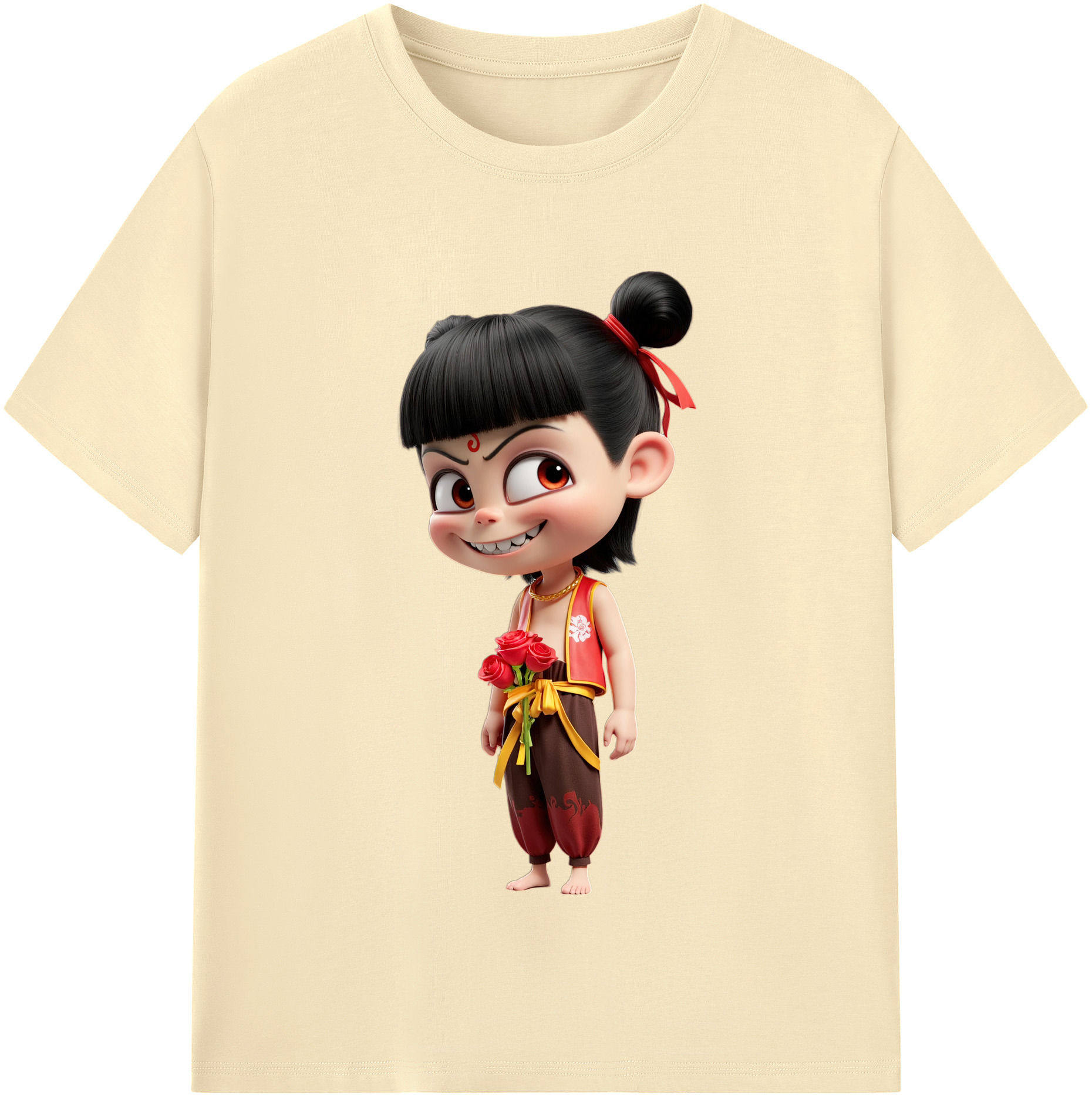 （画像用） Ne Zha 2 ナタ 魔童の大暴れ 綿100％半袖Tシャツ（フロントプリント）