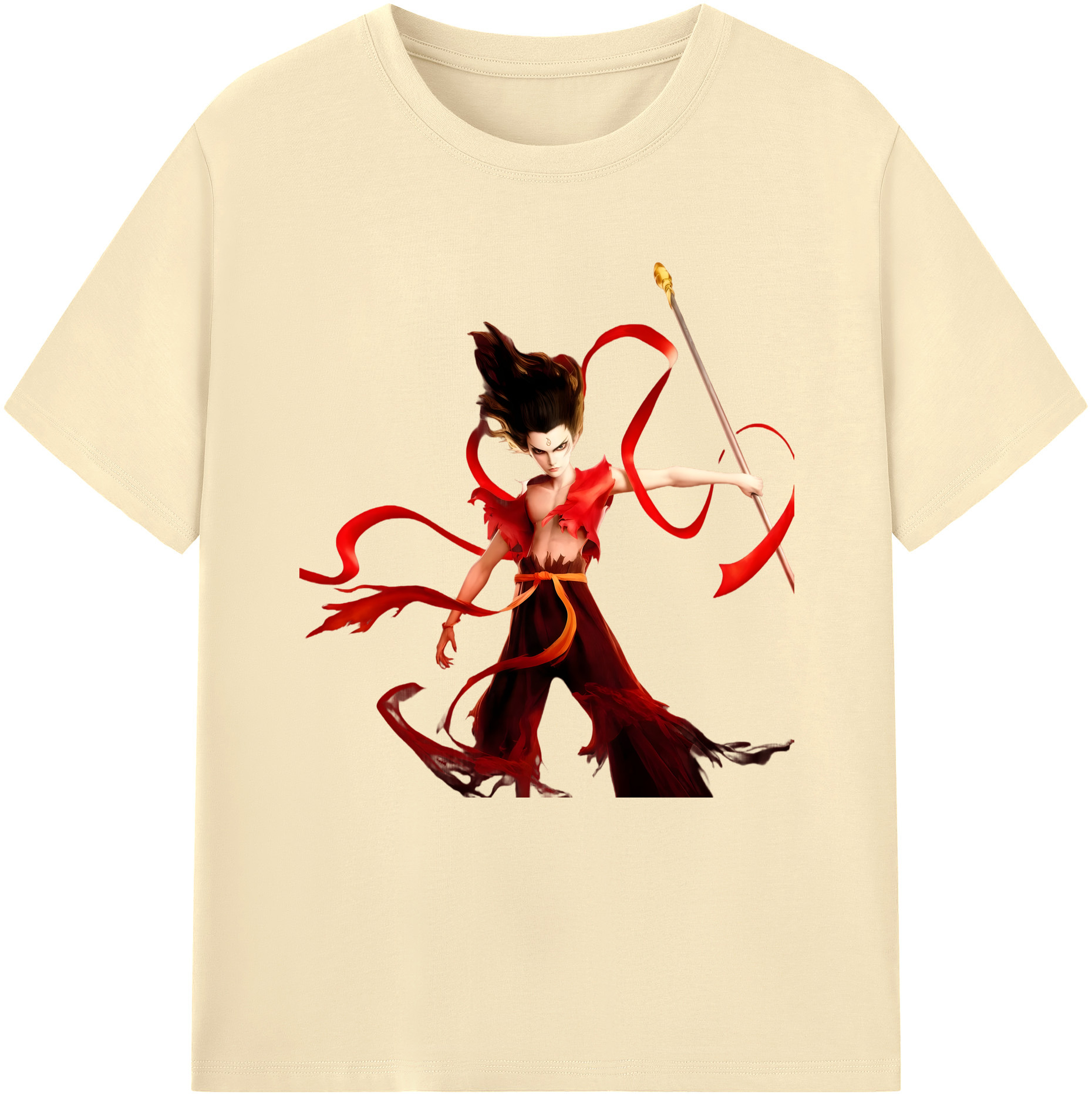 （画像用） Ne Zha 2 ナタ 魔童の大暴れ 綿100％半袖Tシャツ（フロントプリント）