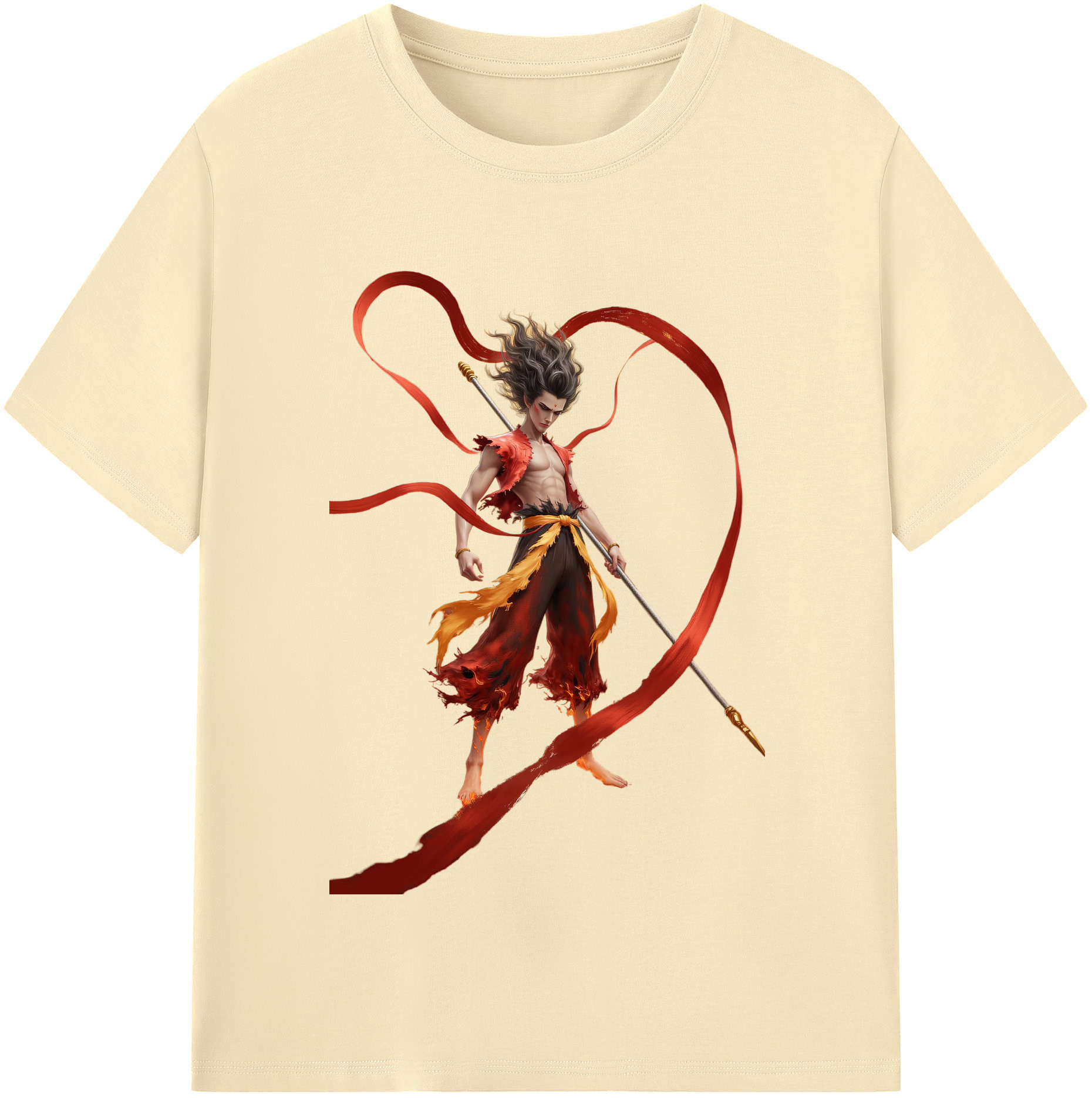 （画像用） Ne Zha 2 ナタ 魔童の大暴れ 綿100％半袖Tシャツ（フロントプリント）