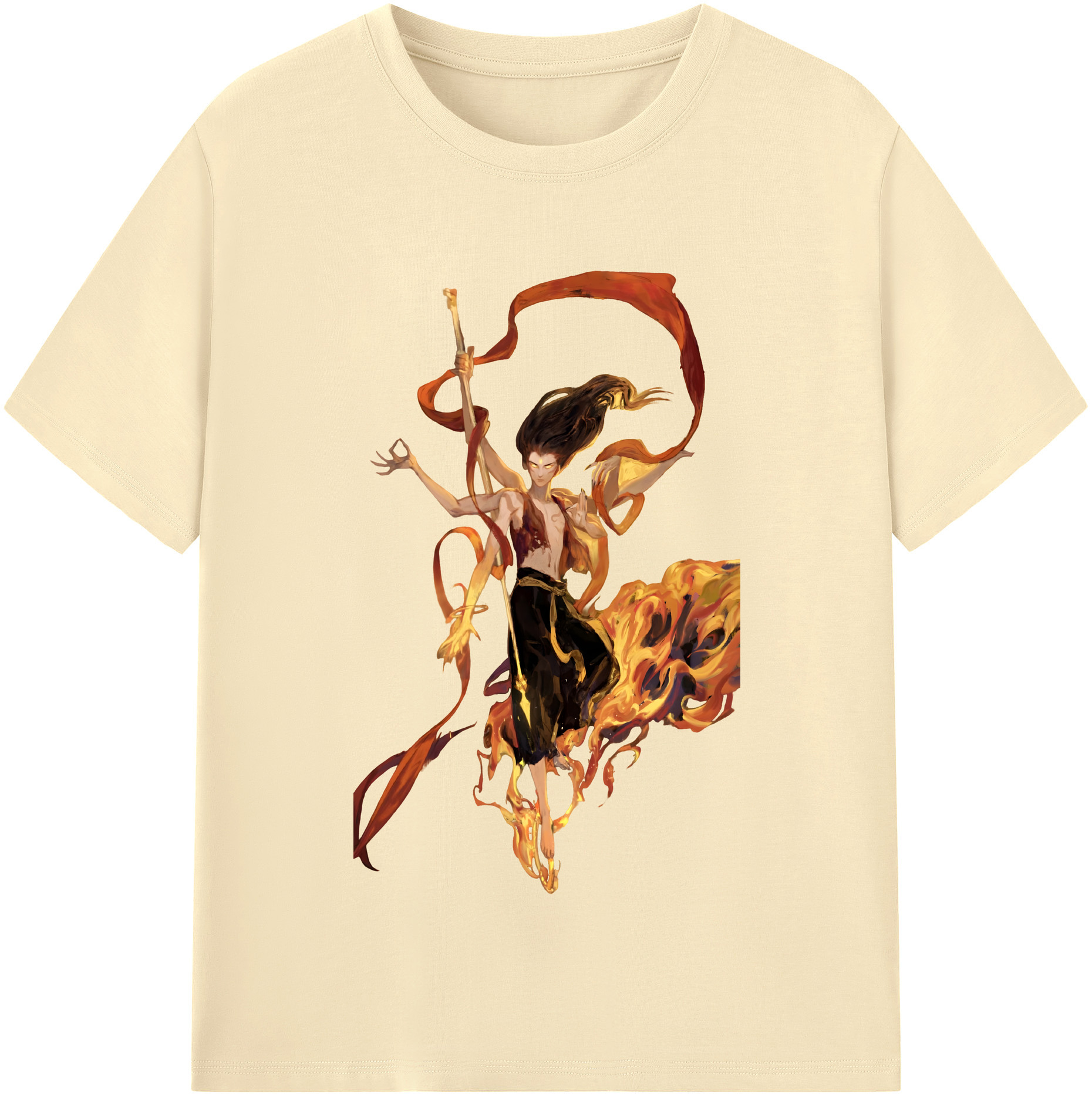 （画像用） Ne Zha 2 ナタ 魔童の大暴れ 綿100％半袖Tシャツ（フロントプリント）
