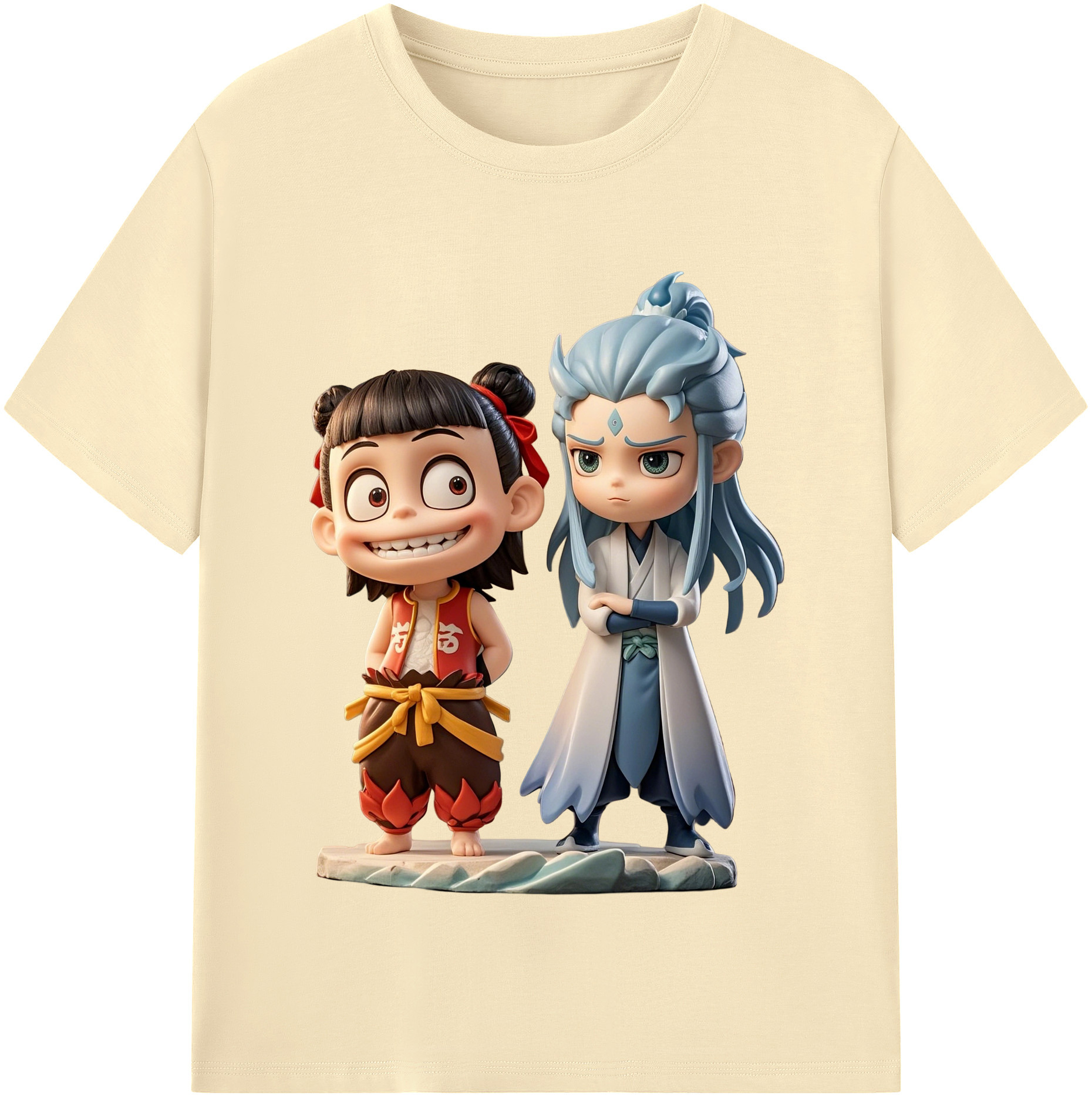 （画像用） Ne Zha 2 ナタ 魔童の大暴れ 綿100％半袖Tシャツ（フロントプリント）