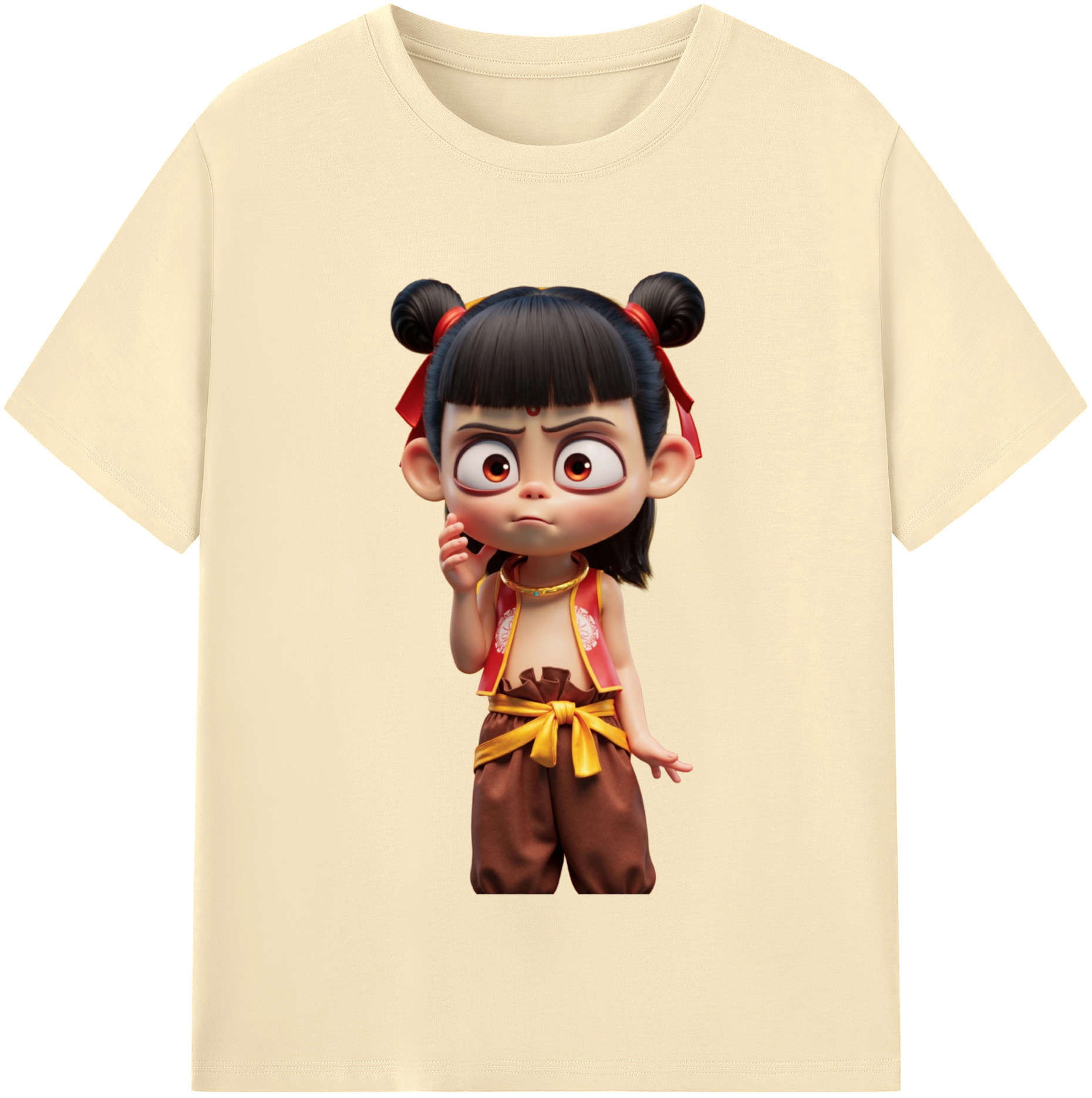 （画像用） Ne Zha 2 ナタ 魔童の大暴れ 綿100％半袖Tシャツ（フロントプリント）