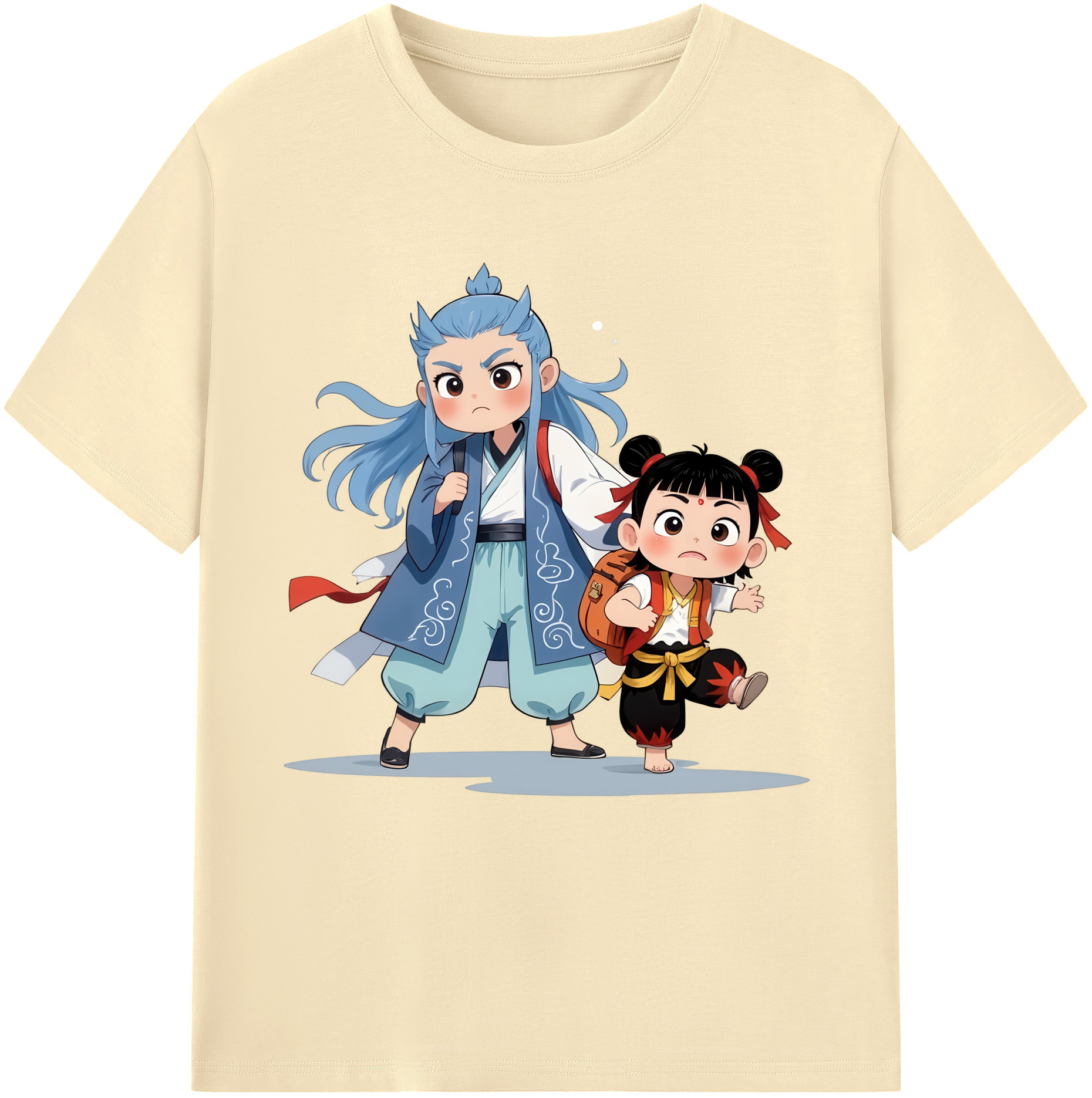 （画像用） Ne Zha 2 ナタ 魔童の大暴れ 綿100％半袖Tシャツ（フロントプリント）