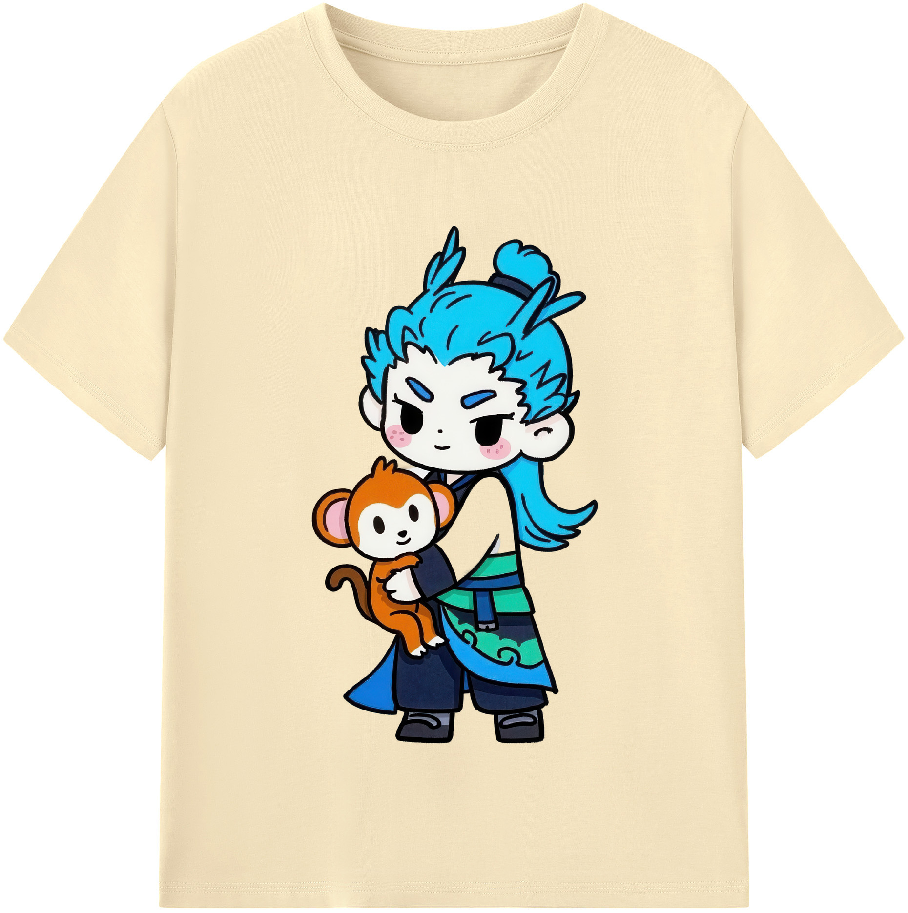 （画像用） Ne Zha 2 ナタ 魔童の大暴れ 綿100％半袖Tシャツ（フロントプリント）