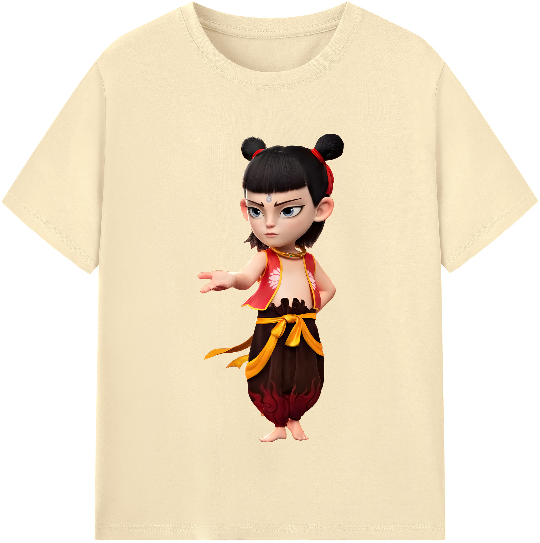 （画像用） Ne Zha 2 ナタ 魔童の大暴れ 綿100％半袖Tシャツ（フロントプリント）