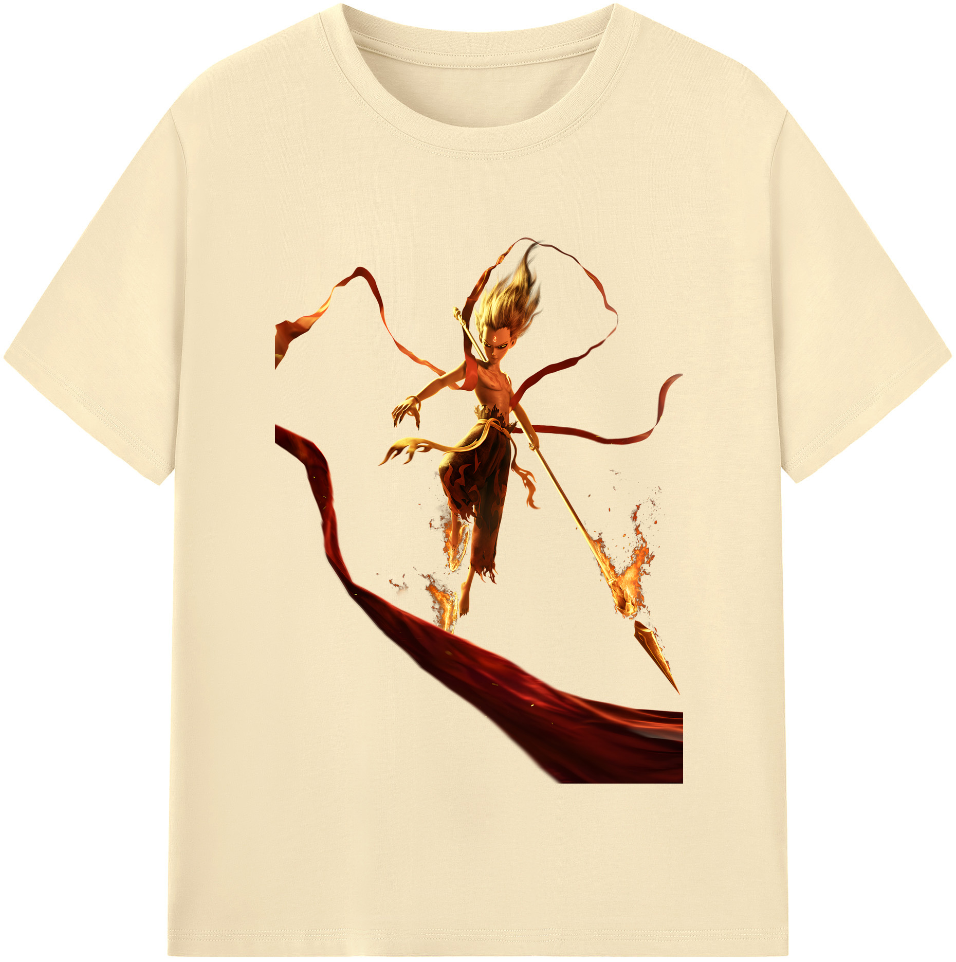 （画像用） Ne Zha 2 ナタ 魔童の大暴れ 綿100％半袖Tシャツ（フロントプリント）