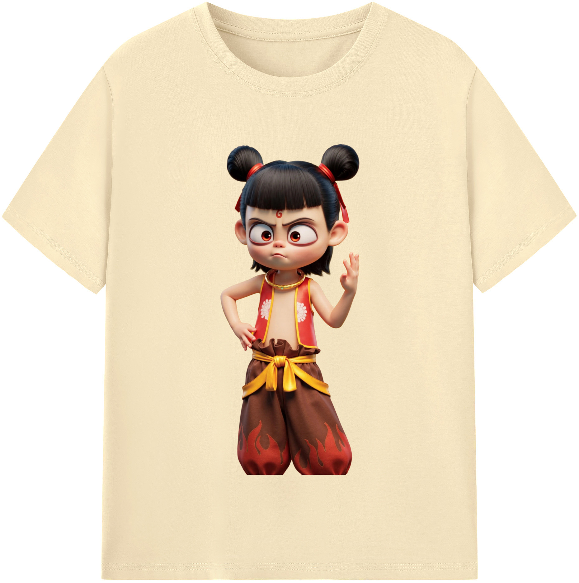 （画像用） Ne Zha 2 ナタ 魔童の大暴れ 綿100％半袖Tシャツ（フロントプリント）