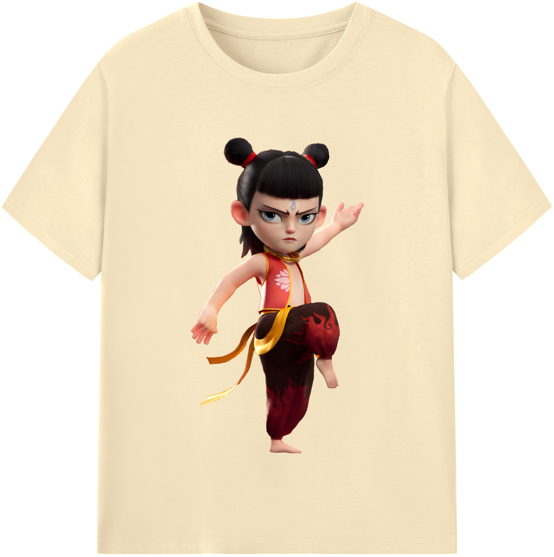 （画像用） Ne Zha 2 ナタ 魔童の大暴れ 綿100％半袖Tシャツ（フロントプリント）