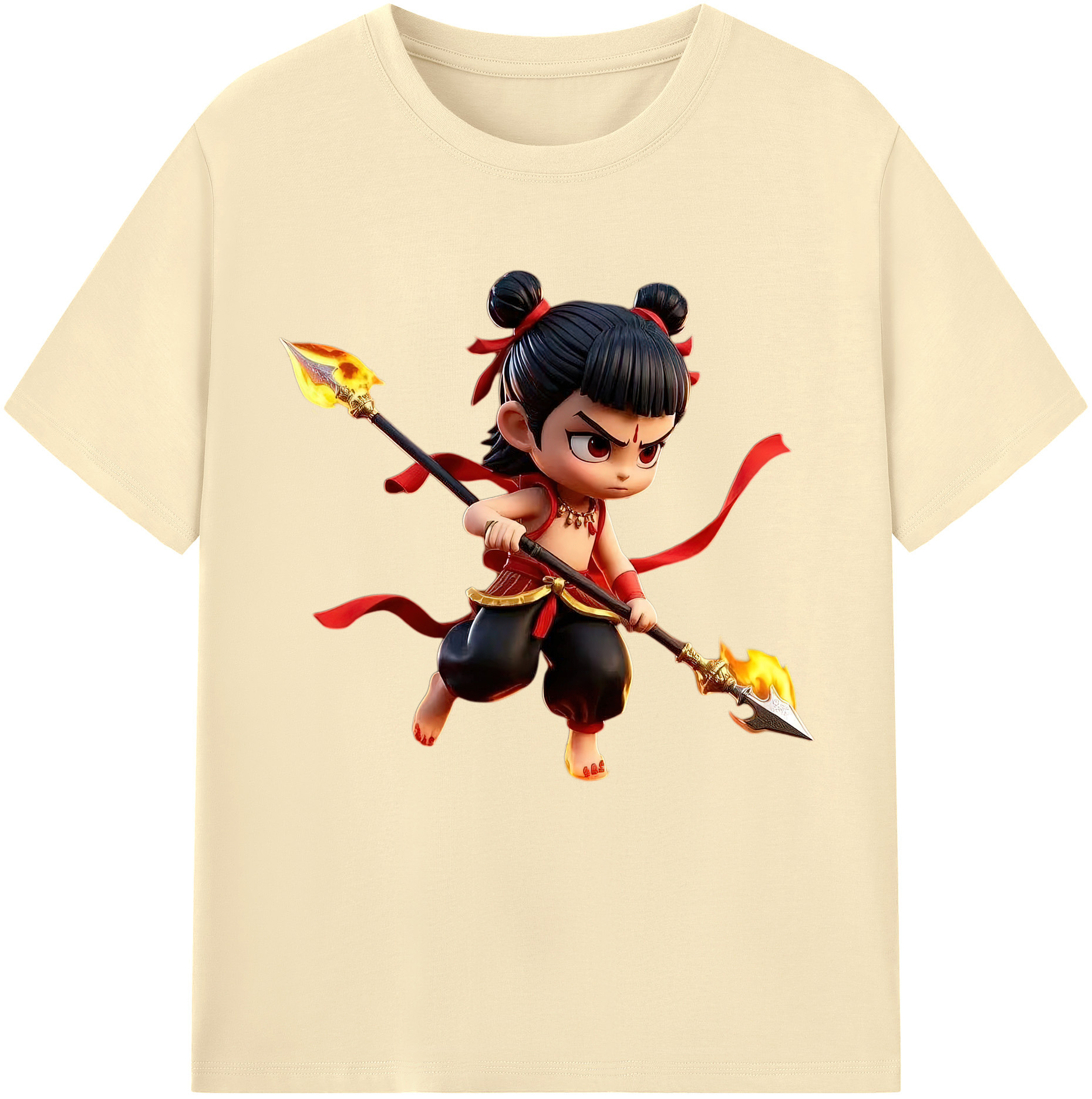 （画像用） Ne Zha 2 ナタ 魔童の大暴れ 綿100％半袖Tシャツ（フロントプリント）