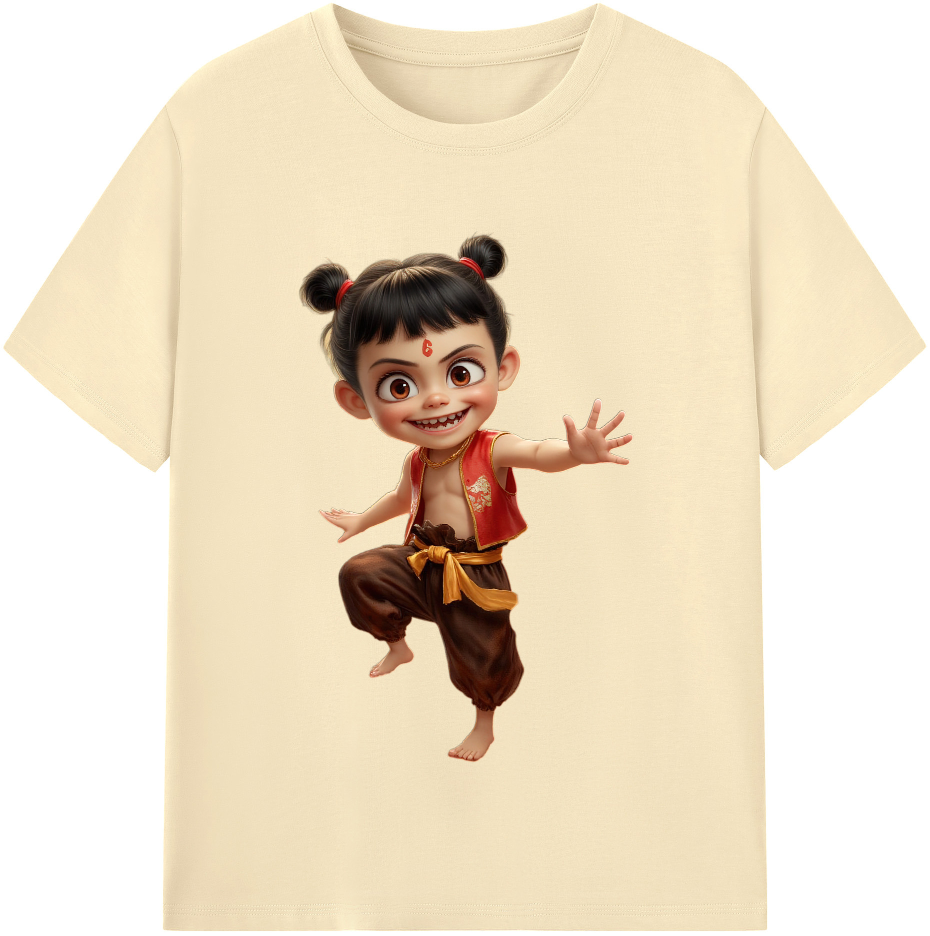 （画像用） Ne Zha 2 ナタ 魔童の大暴れ 綿100％半袖Tシャツ（フロントプリント）