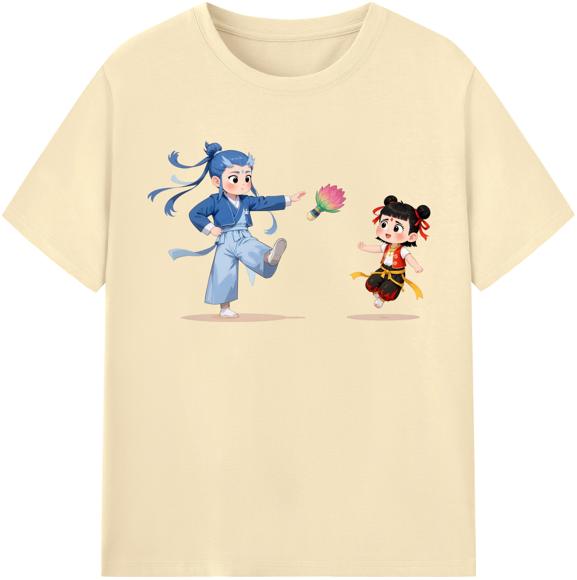 （画像用） Ne Zha 2 ナタ 魔童の大暴れ 綿100％半袖Tシャツ（フロントプリント）