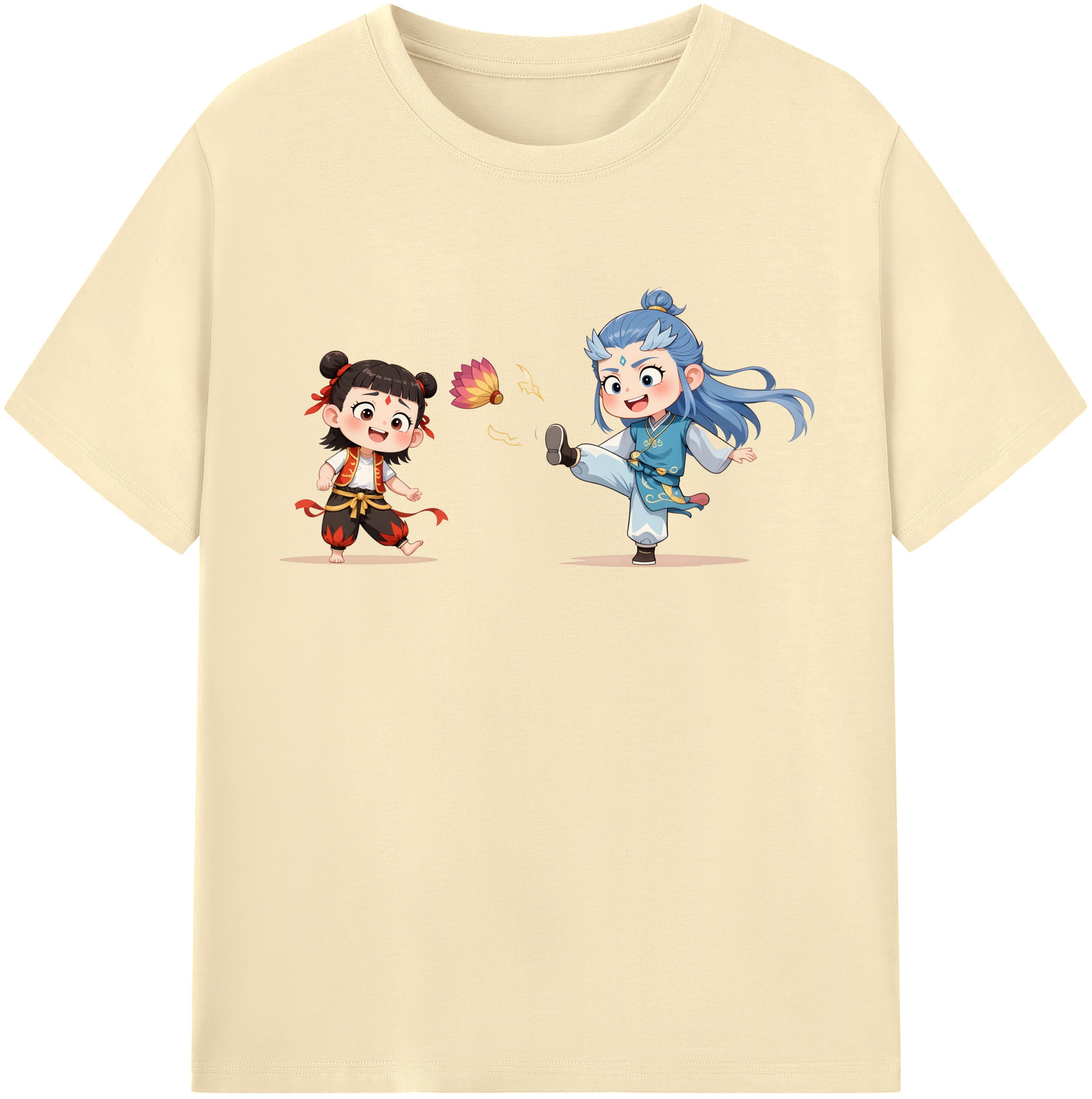 （画像用） Ne Zha 2 ナタ 魔童の大暴れ 綿100％半袖Tシャツ（フロントプリント）