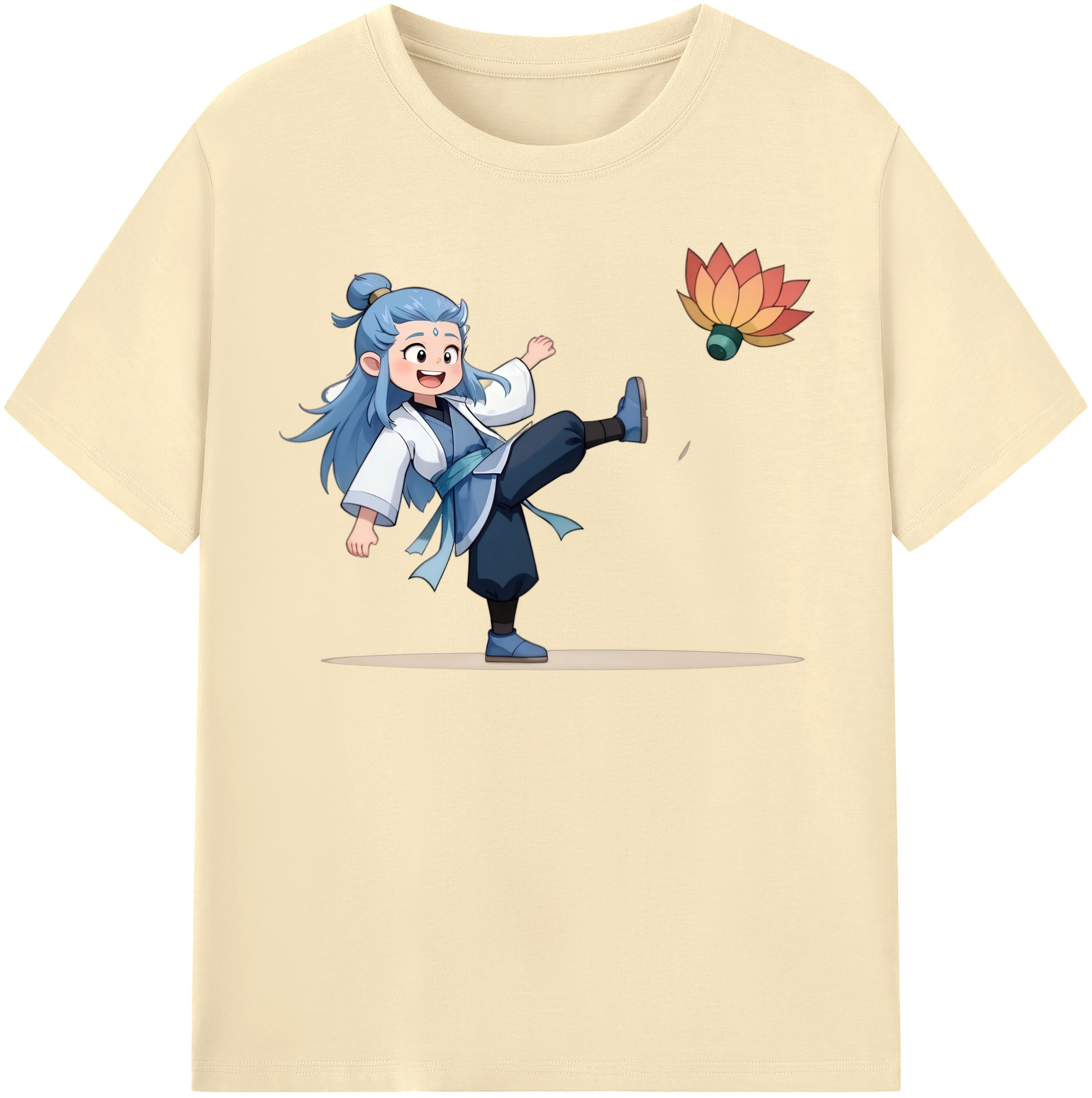 （画像用） Ne Zha 2 ナタ 魔童の大暴れ 綿100％半袖Tシャツ（フロントプリント）
