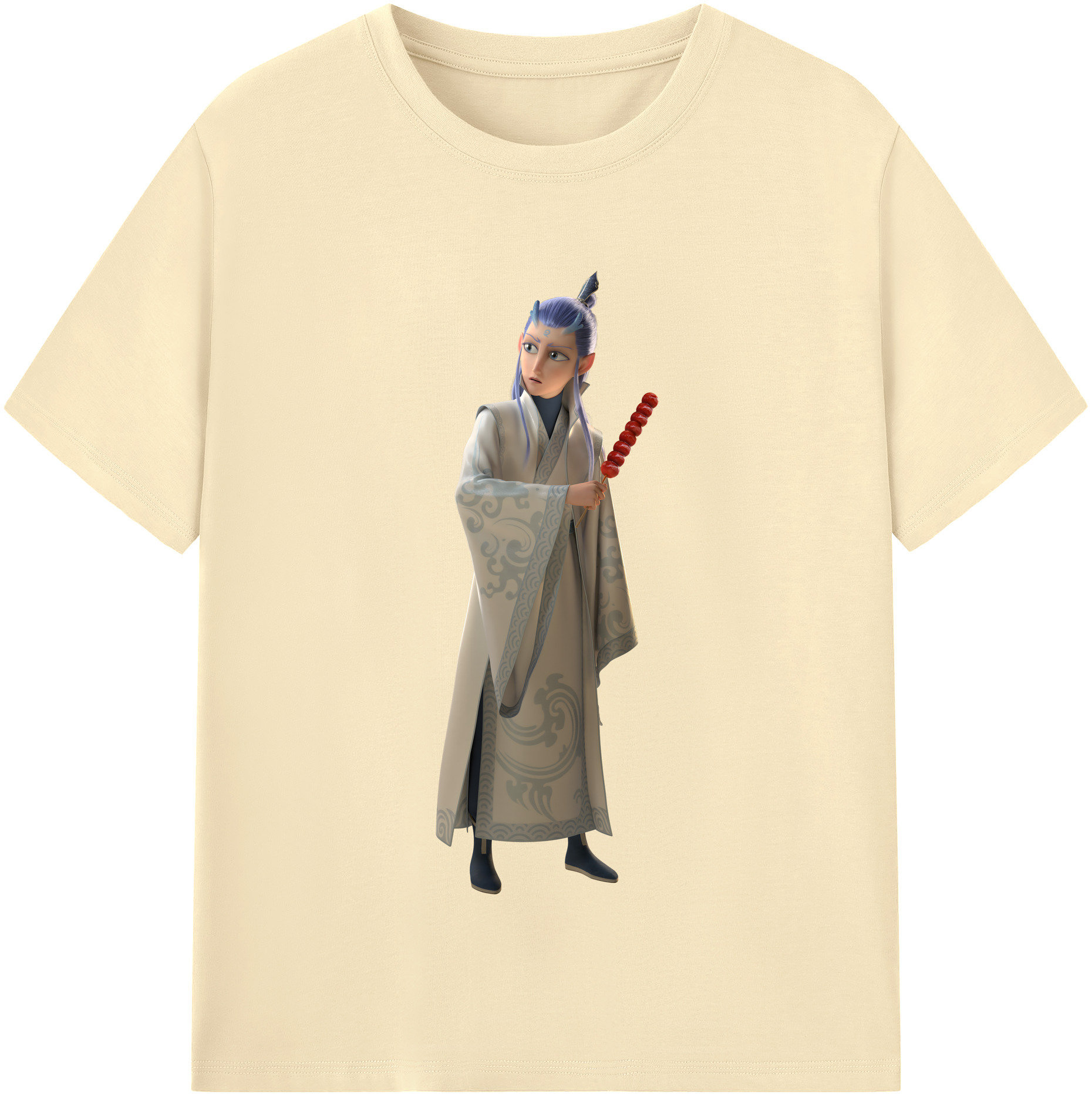 （画像用） Ne Zha 2 ナタ 魔童の大暴れ 綿100％半袖Tシャツ（フロントプリント）