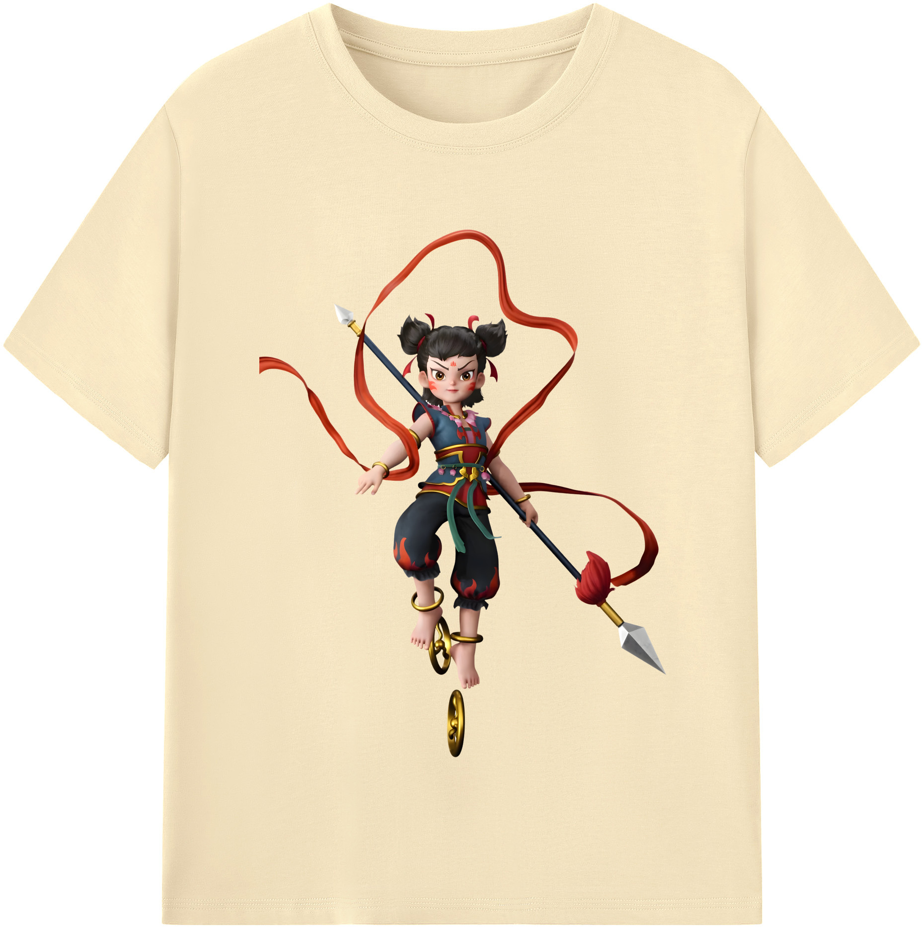 （画像用） Ne Zha 2 ナタ 魔童の大暴れ 綿100％半袖Tシャツ（フロントプリント）