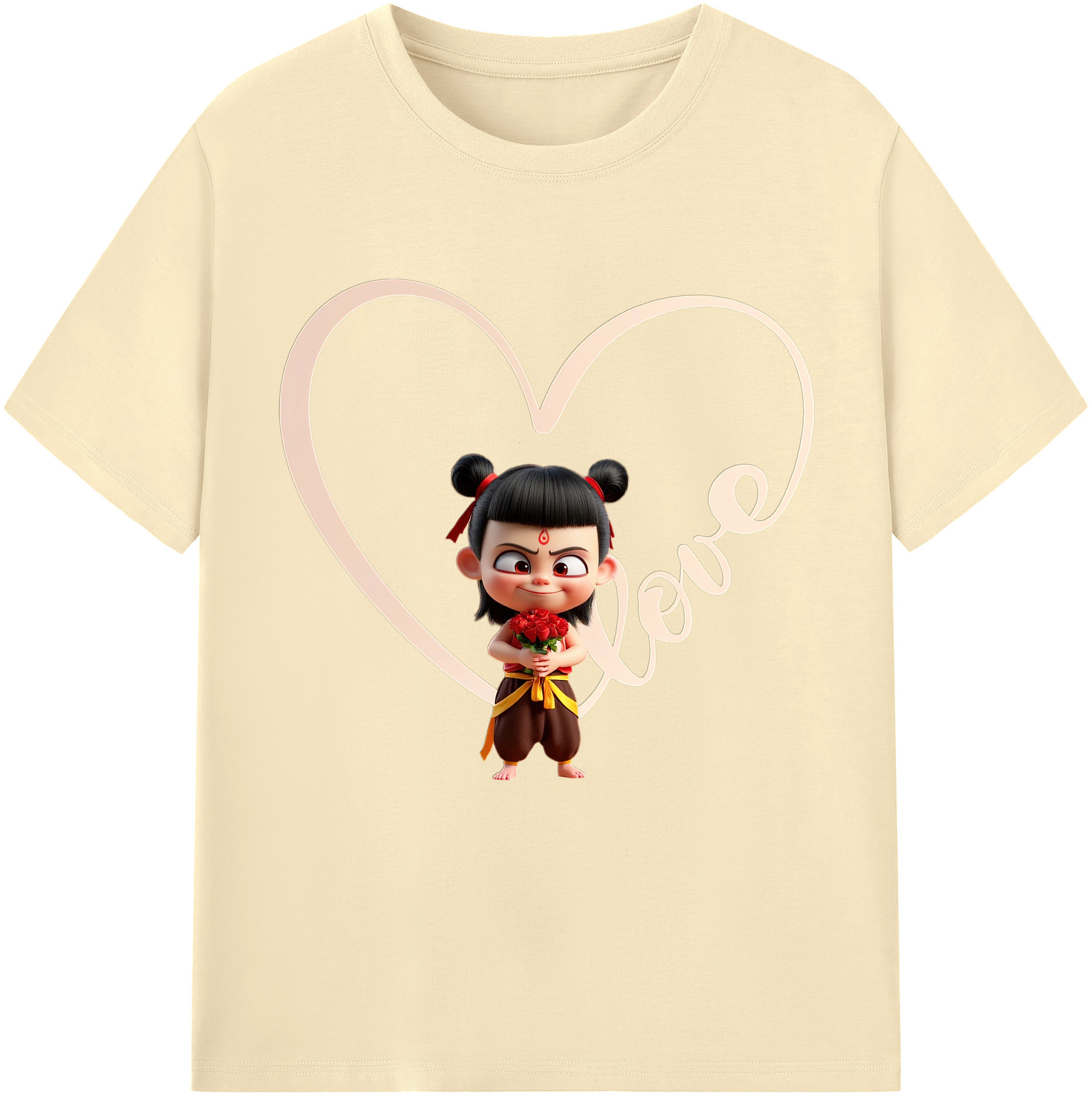 （画像用） Ne Zha 2 ナタ 魔童の大暴れ 綿100％半袖Tシャツ（フロントプリント）