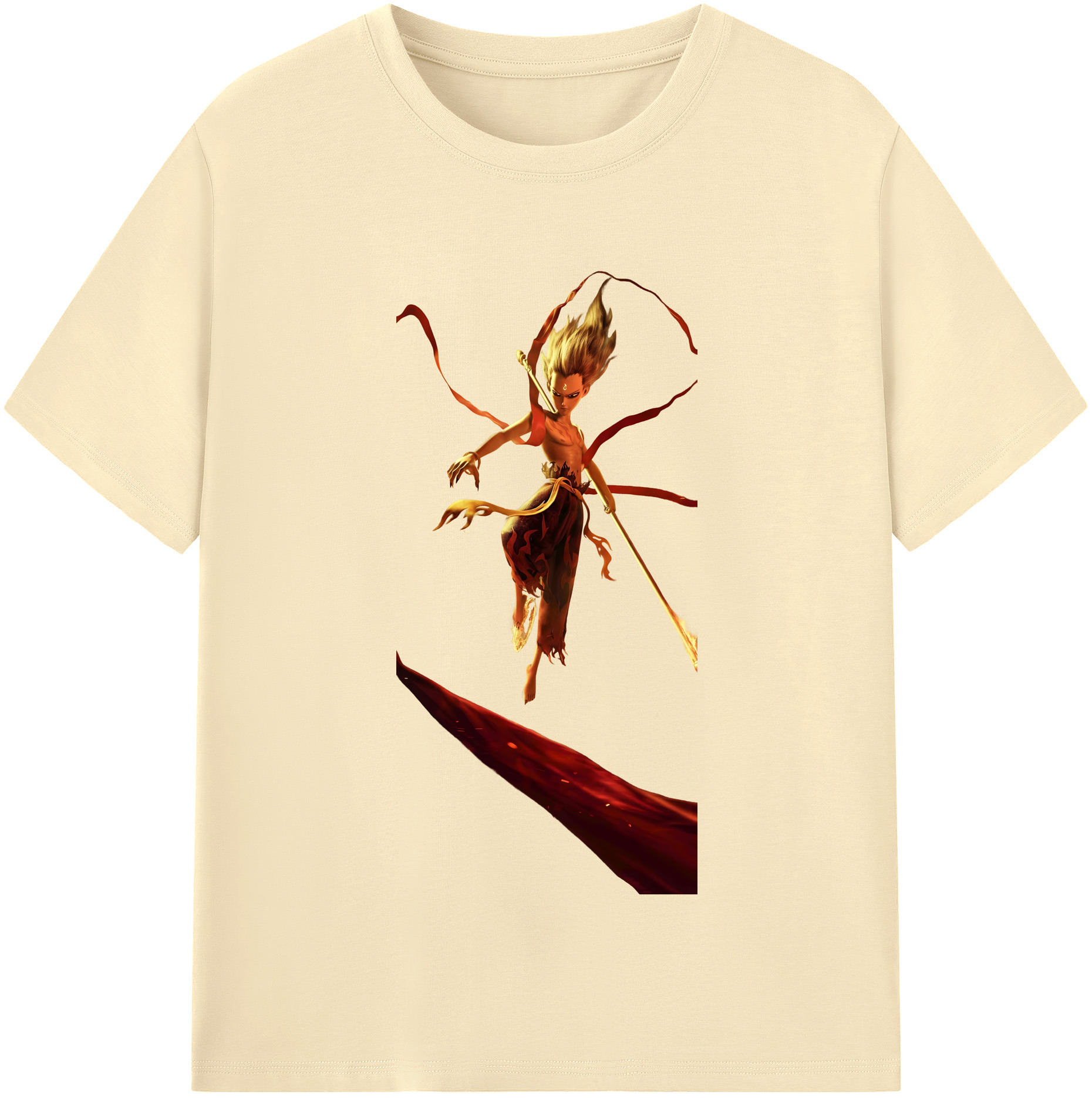 （画像用） Ne Zha 2 ナタ 魔童の大暴れ 綿100％半袖Tシャツ（フロントプリント）