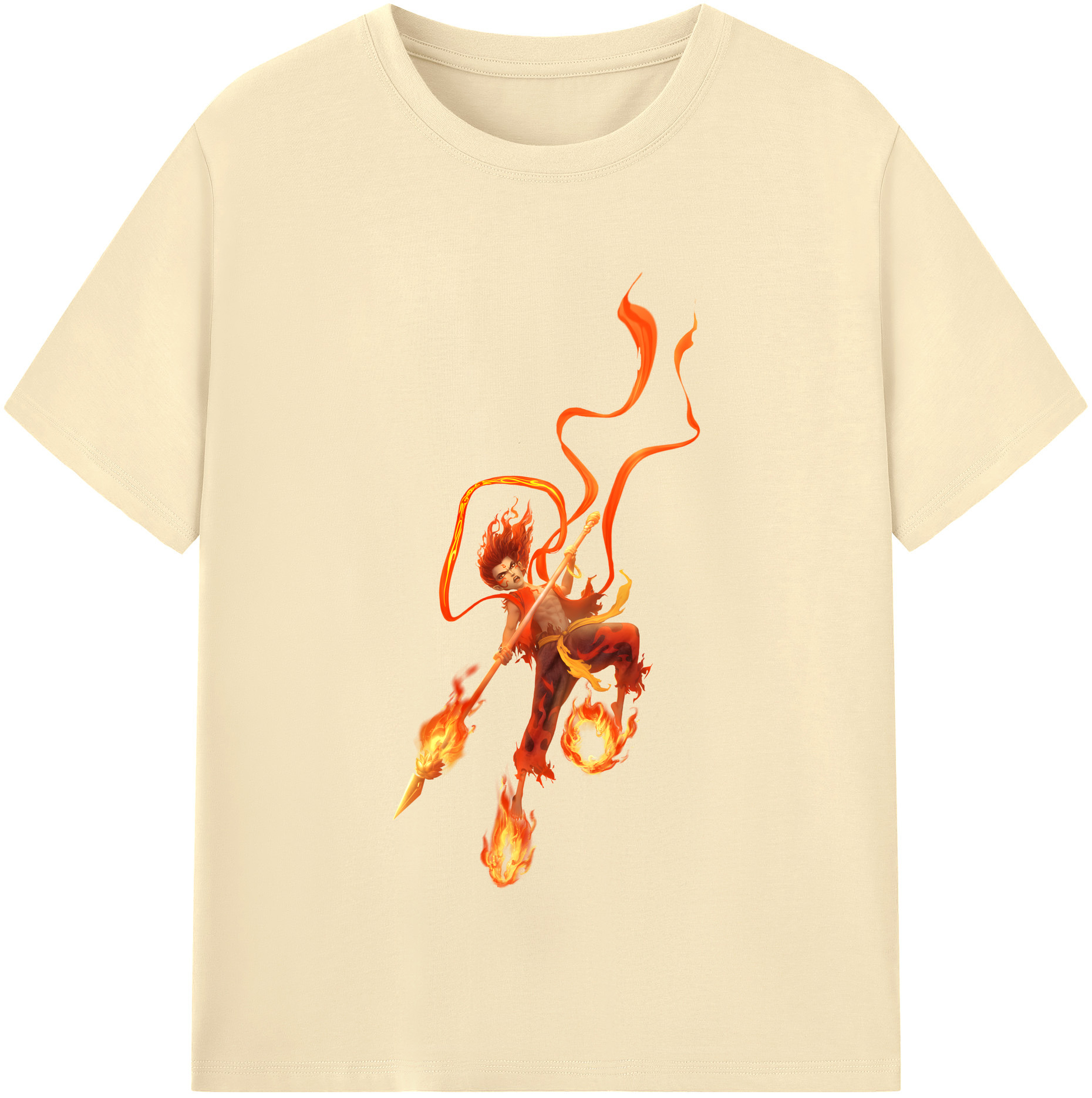 （画像用） Ne Zha 2 ナタ 魔童の大暴れ 綿100％半袖Tシャツ（フロントプリント）