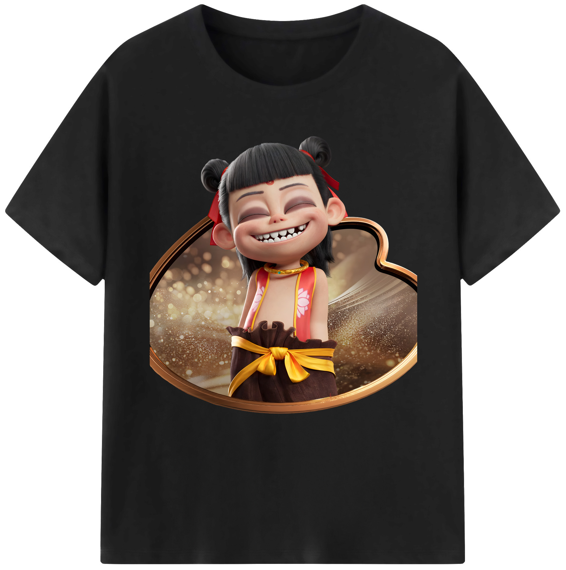（画像用） Ne Zha 2 ナタ 魔童の大暴れ 綿100％半袖Tシャツ（フロントプリント）
