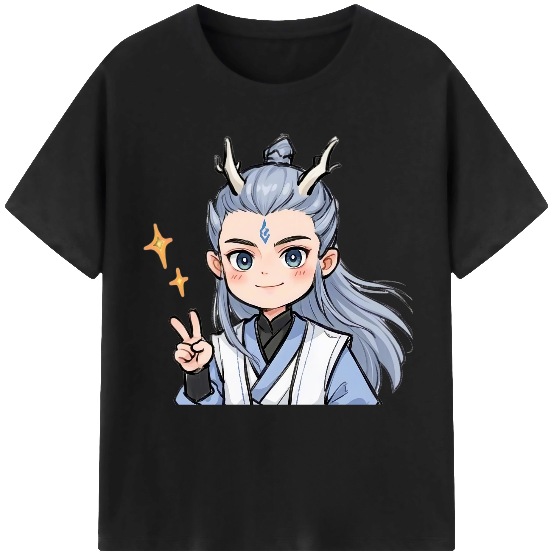（画像用） Ne Zha 2 ナタ 魔童の大暴れ 綿100％半袖Tシャツ（フロントプリント）