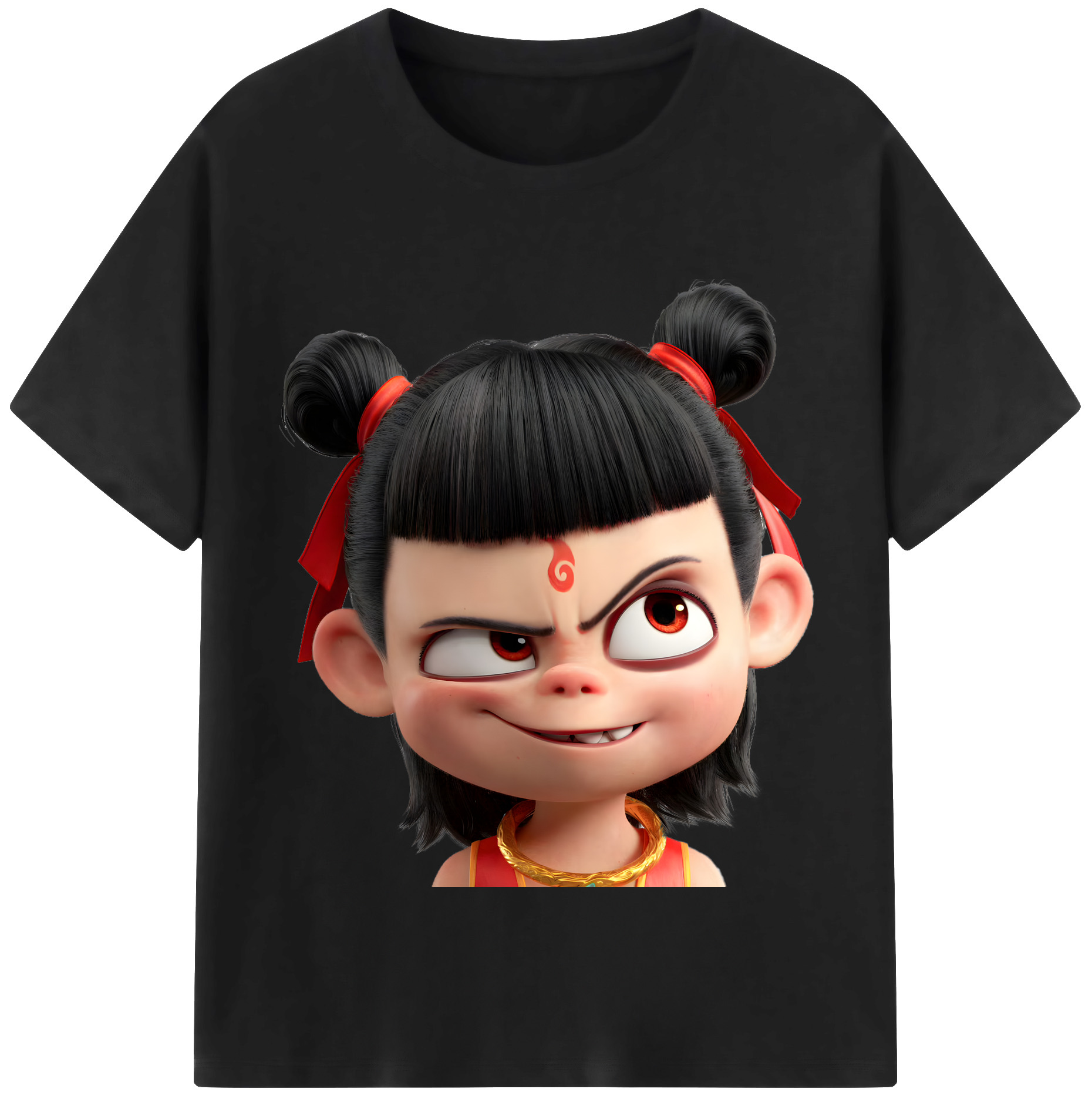 （画像用） Ne Zha 2 ナタ 魔童の大暴れ 綿100％半袖Tシャツ（フロントプリント）