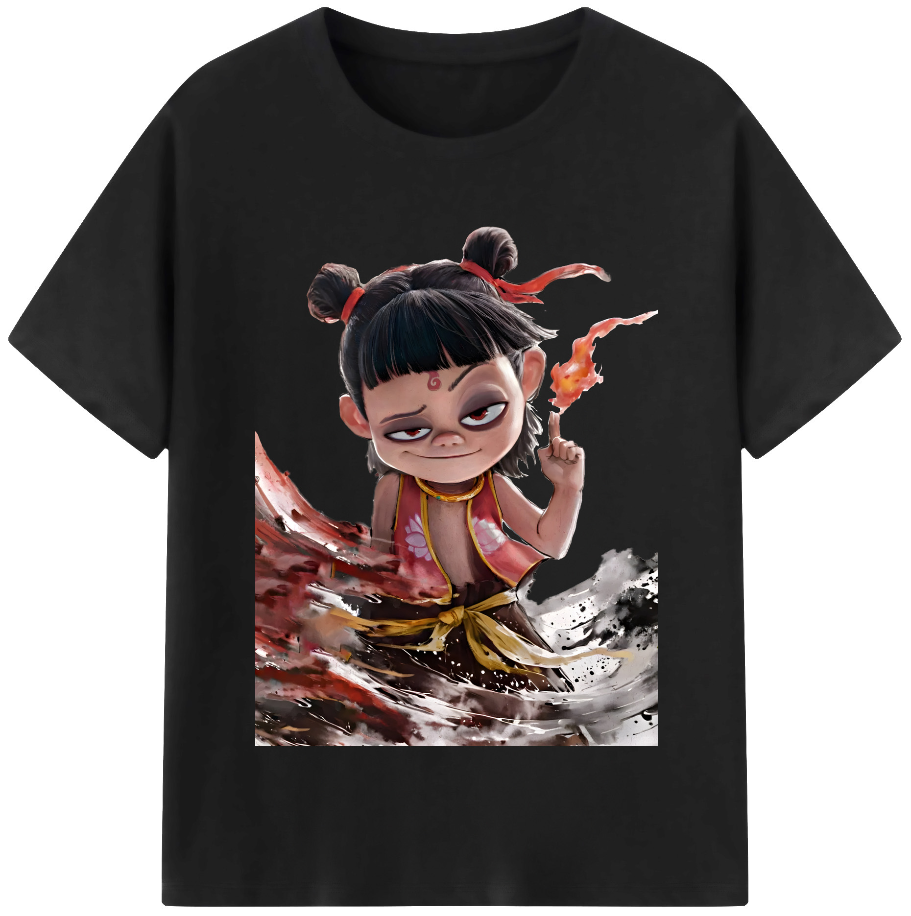 （画像用） Ne Zha 2 ナタ 魔童の大暴れ 綿100％半袖Tシャツ（フロントプリント）