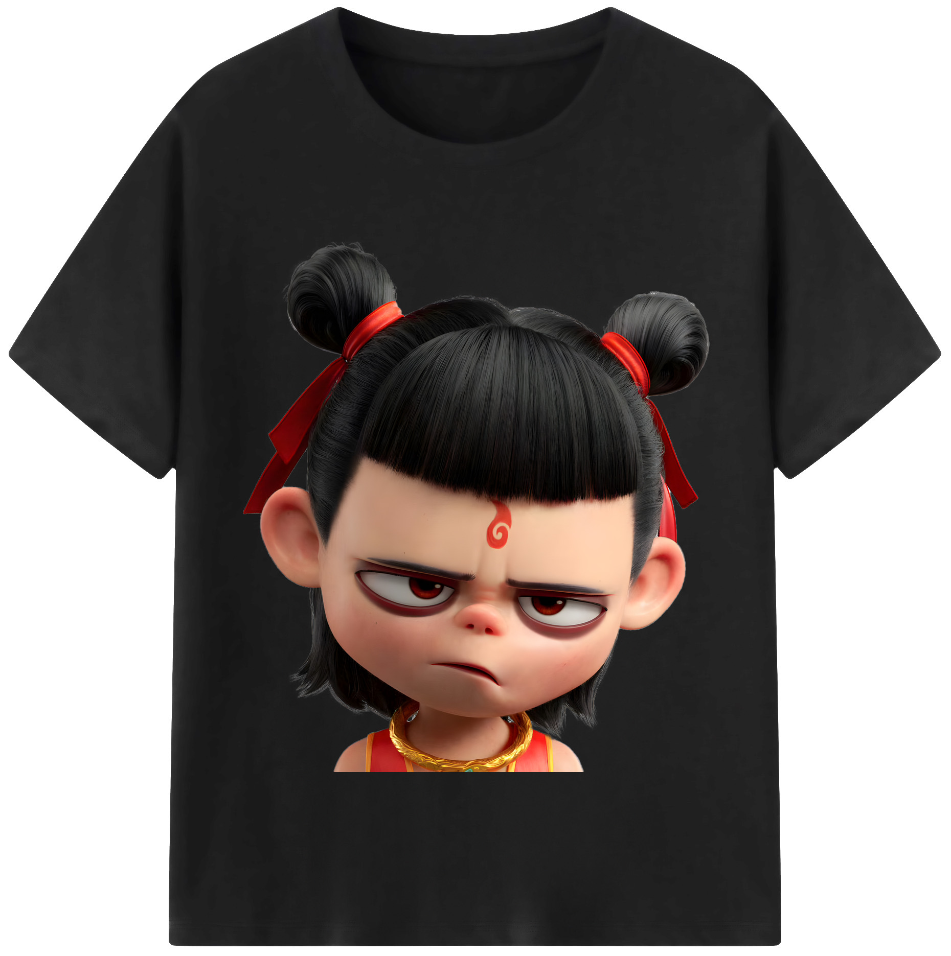 （画像用） Ne Zha 2 ナタ 魔童の大暴れ 綿100％半袖Tシャツ（フロントプリント）